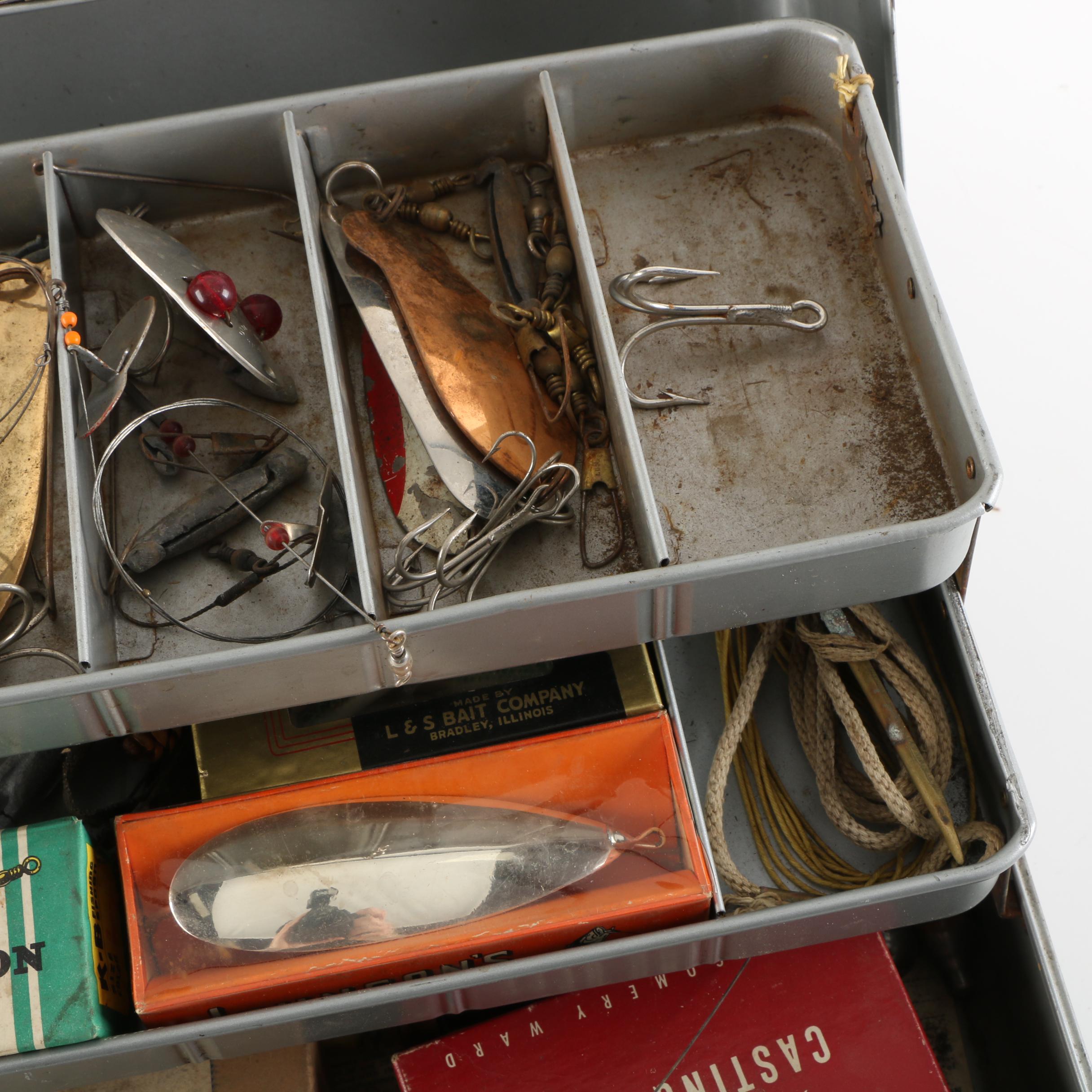 Vintage Tackle Box with Fishing Accessories
