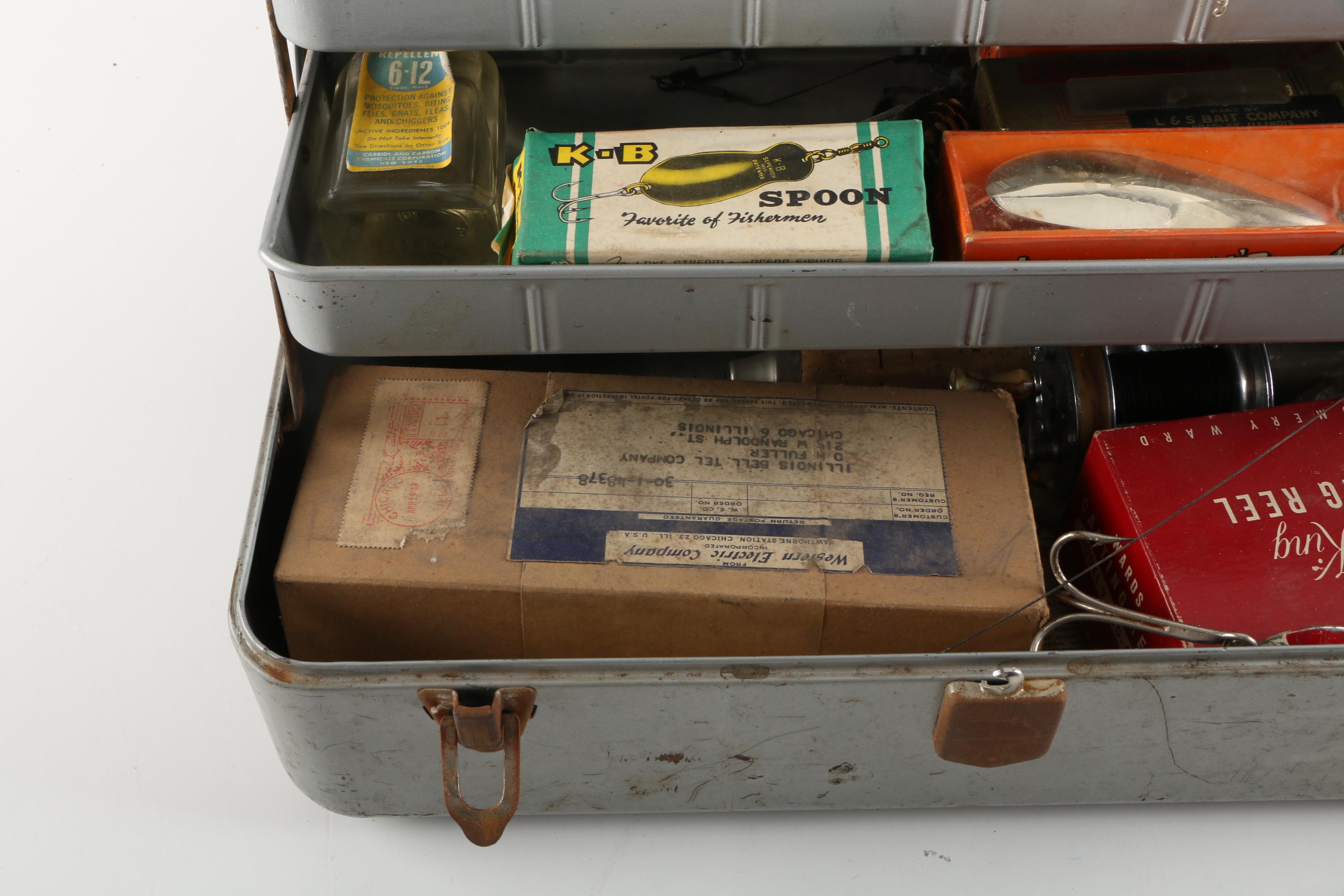 Vintage Tackle Box with Fishing Accessories
