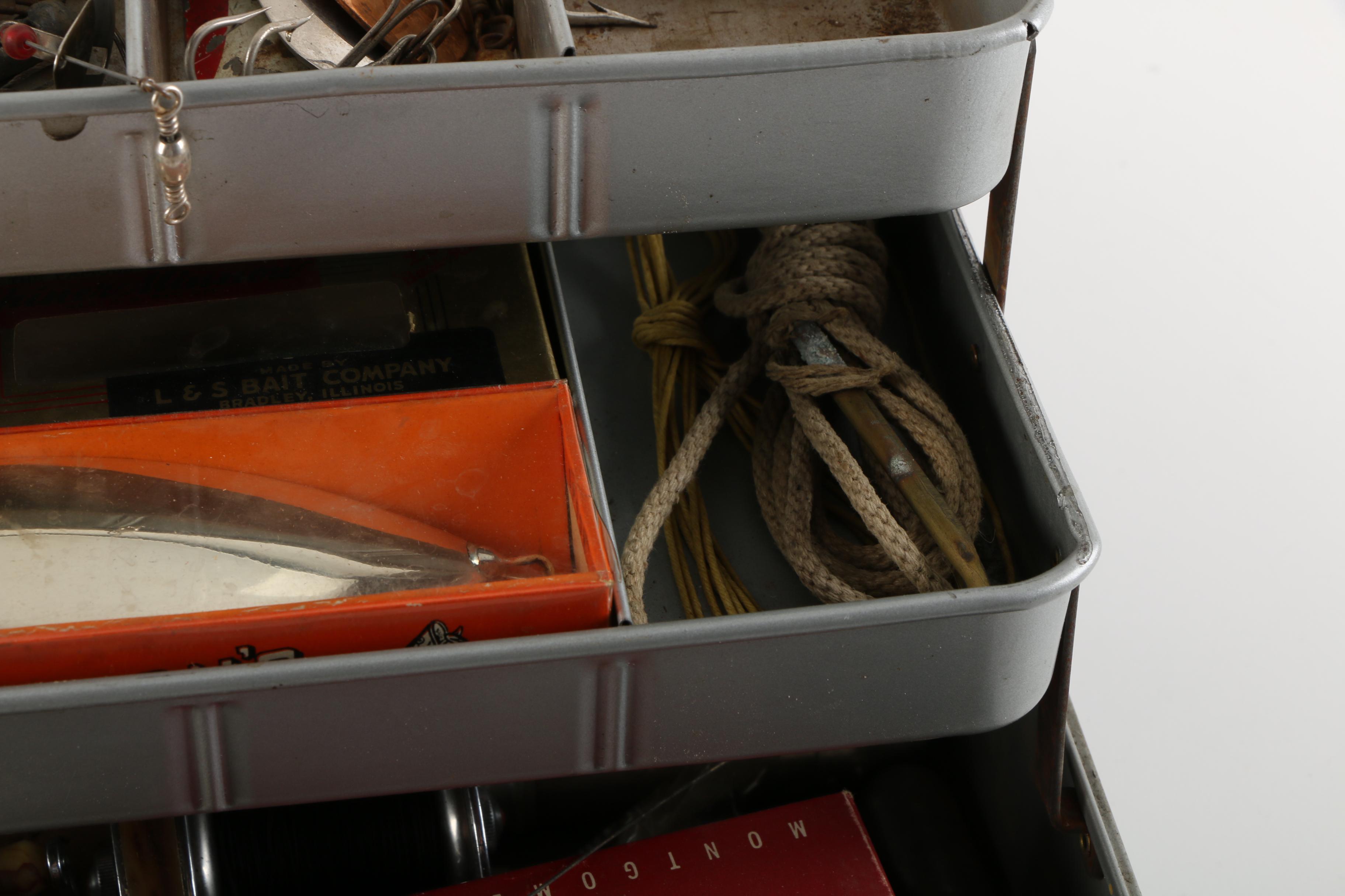Vintage Tackle Box with Fishing Accessories