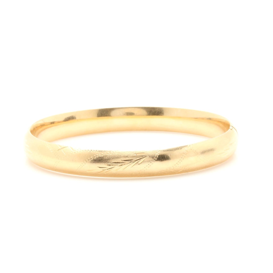 14K Yellow Gold Hinged Bangle Bracelet