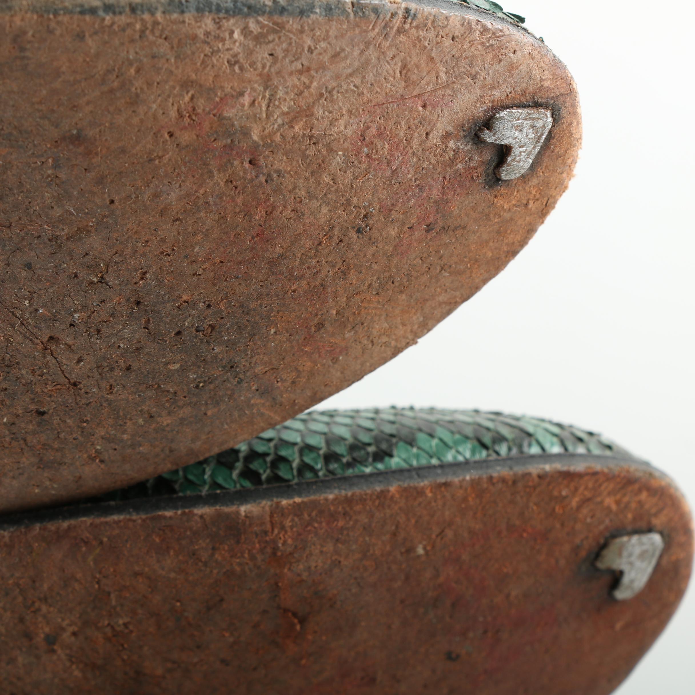 Men's Vintage Tony Lama Green Python and Leather Cowboy Boots