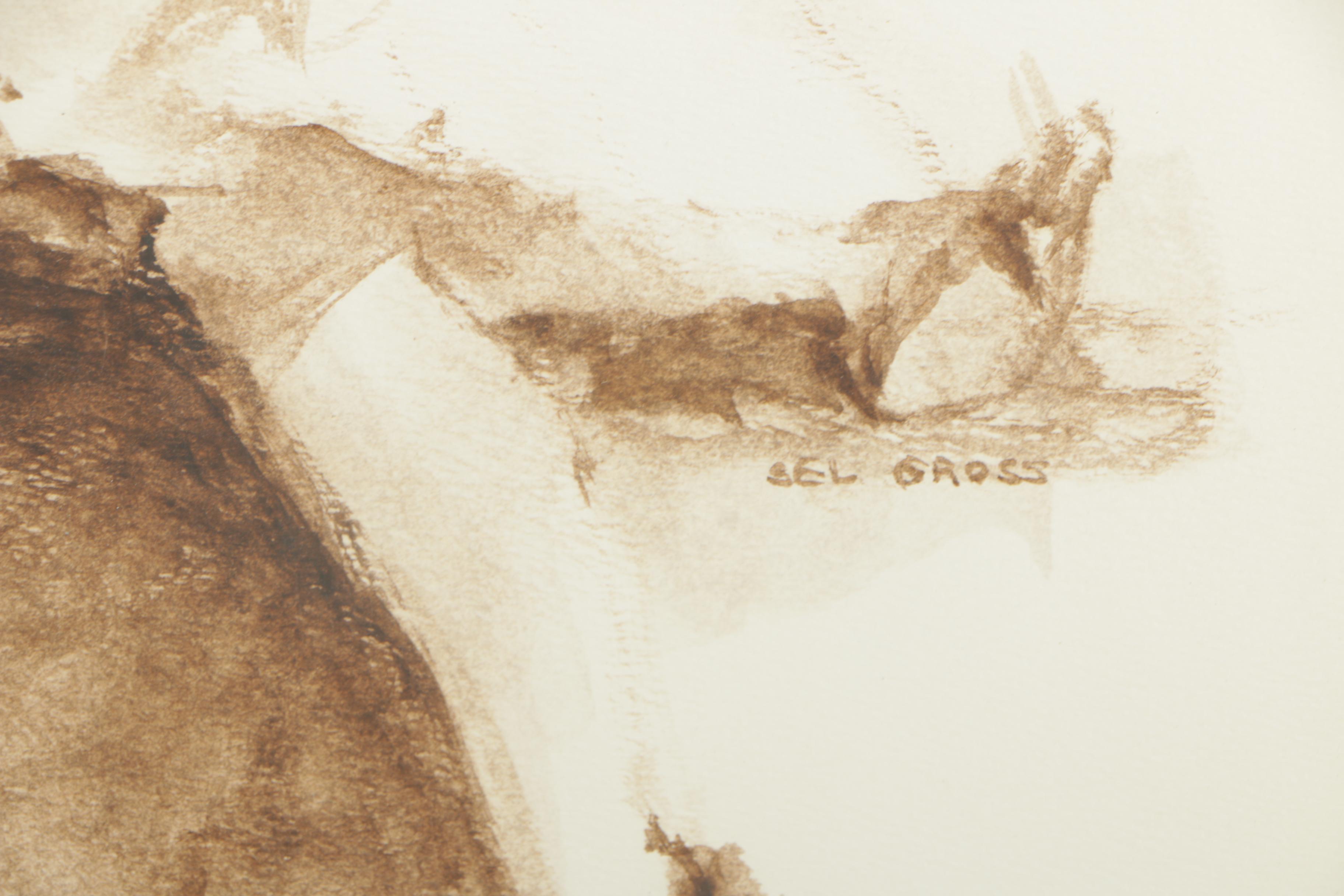 Sel Gross Ink Wash Drawing