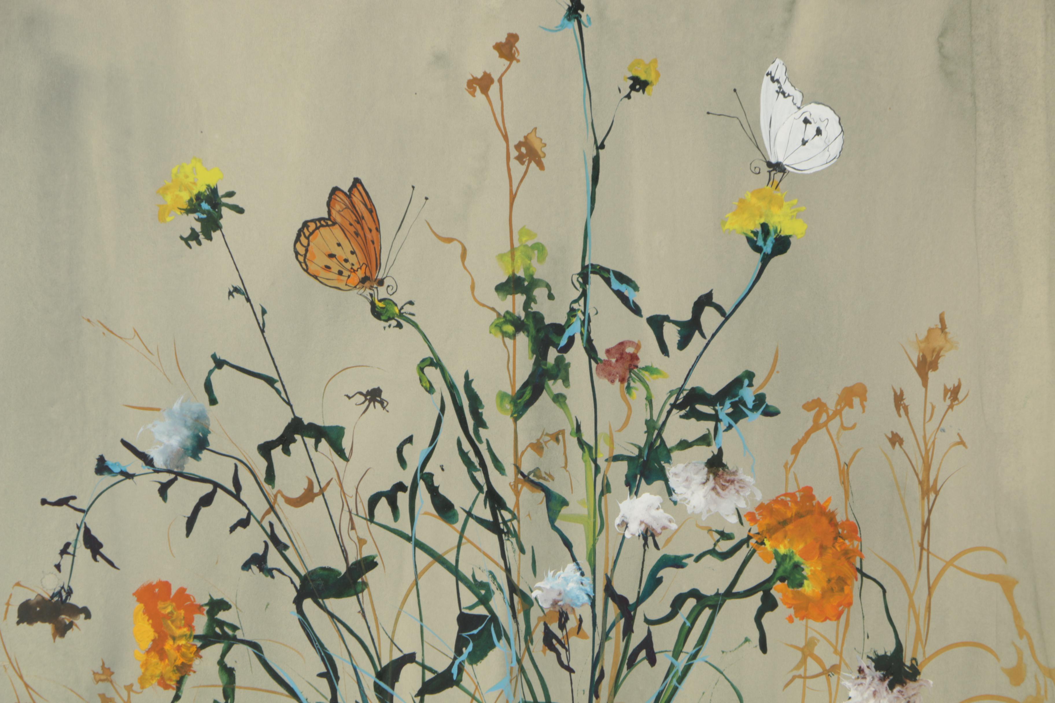 Jan Metzler Gouache Painting of Butterflies
