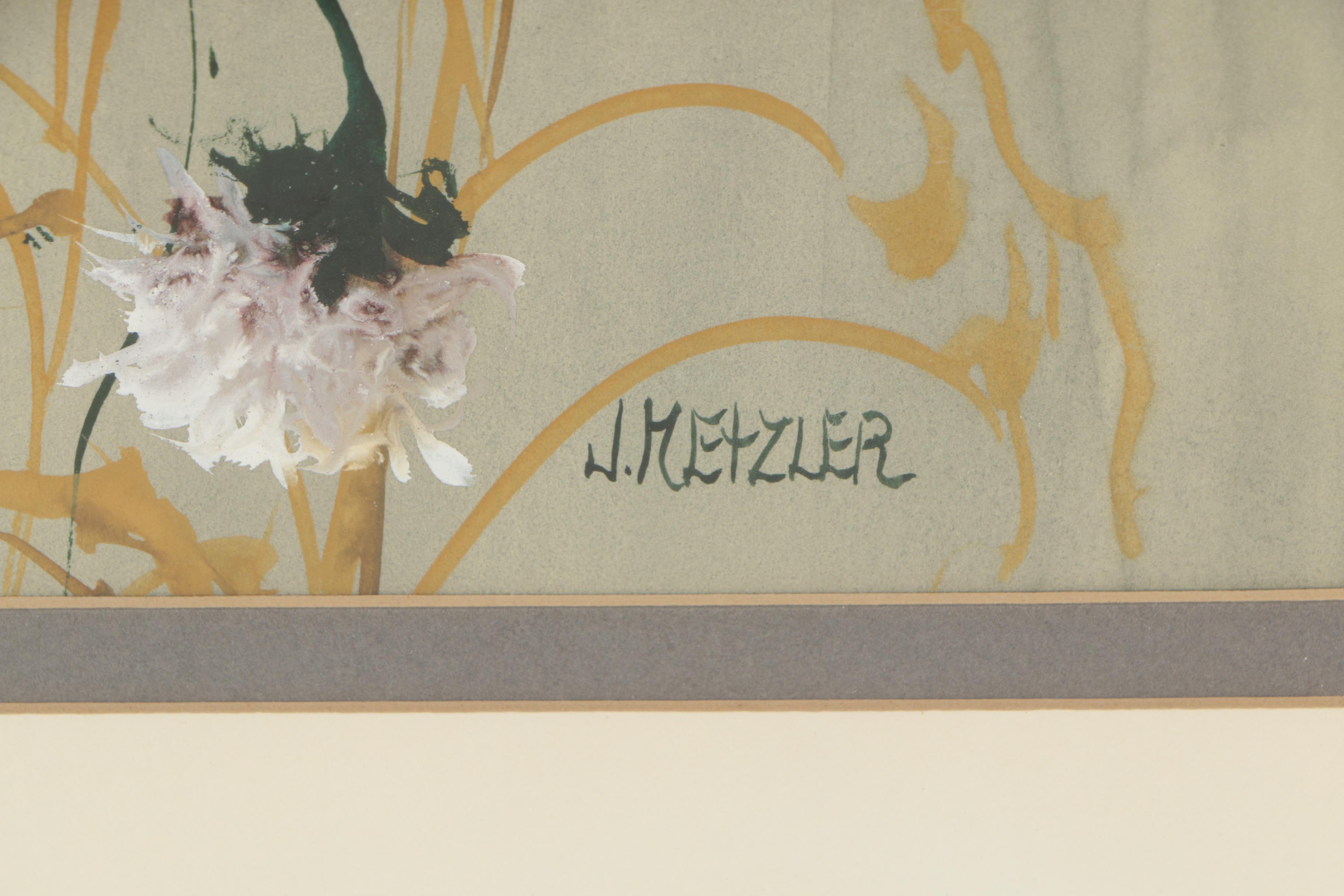 Jan Metzler Gouache Painting of Butterflies