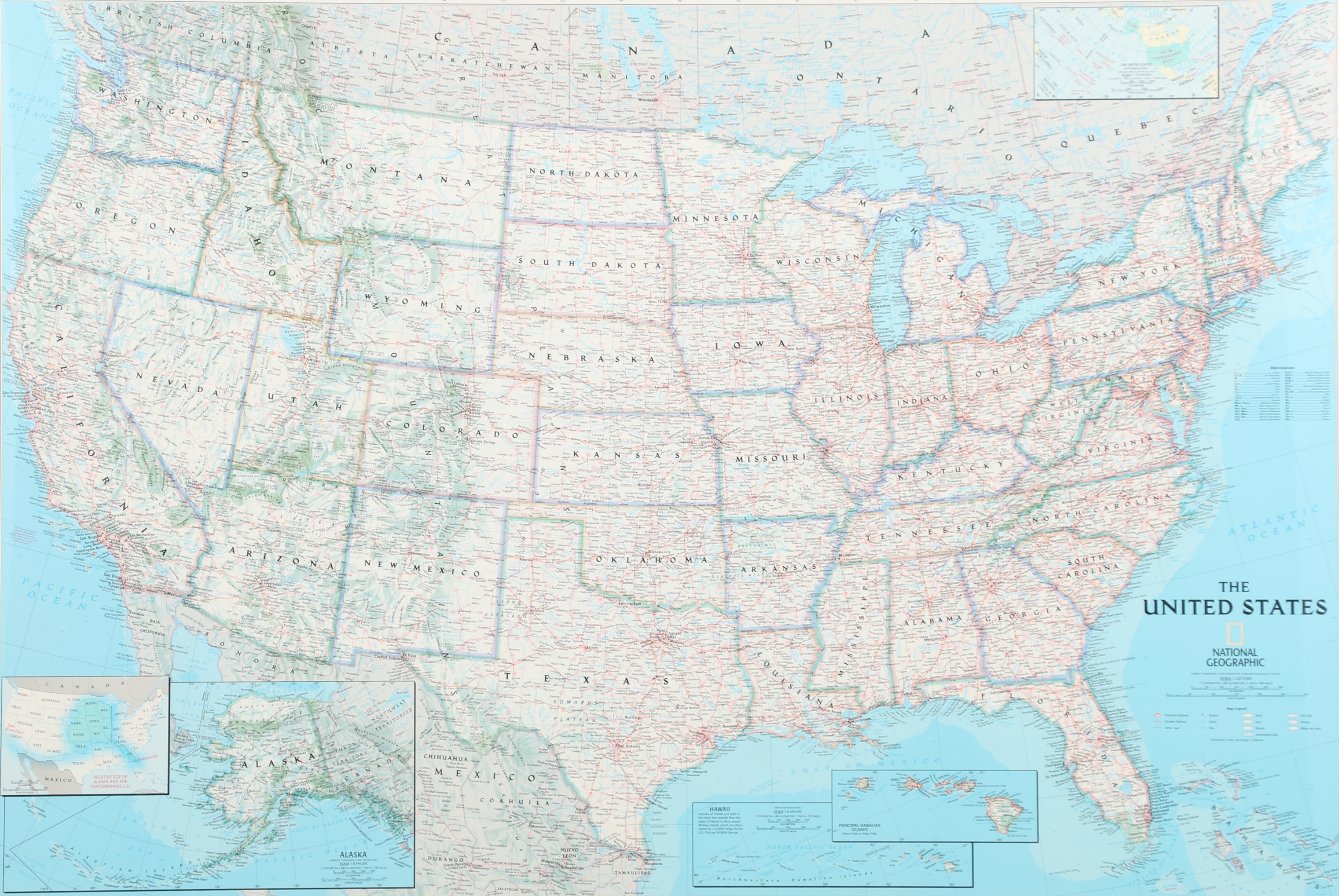Offset Lithograph Road Map of North America