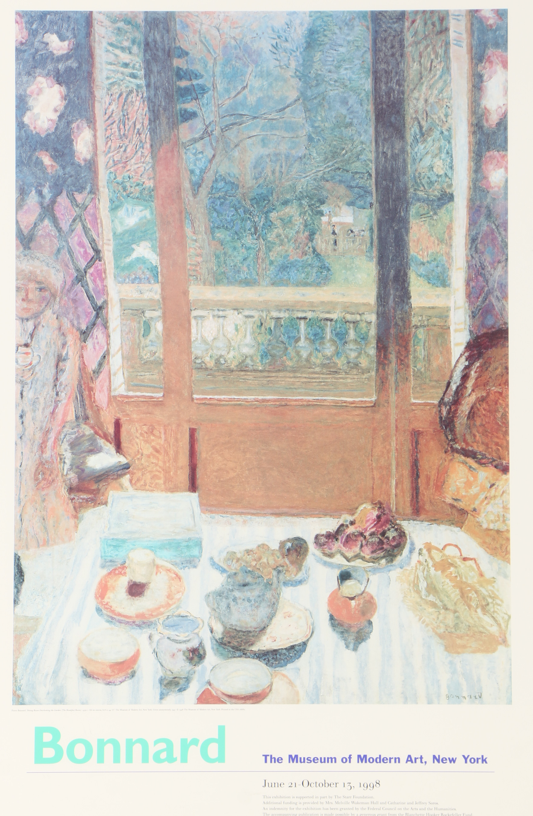 Offset Lithograph Exhibition Poster After Pierre Bonnard "The Breakfast Room"