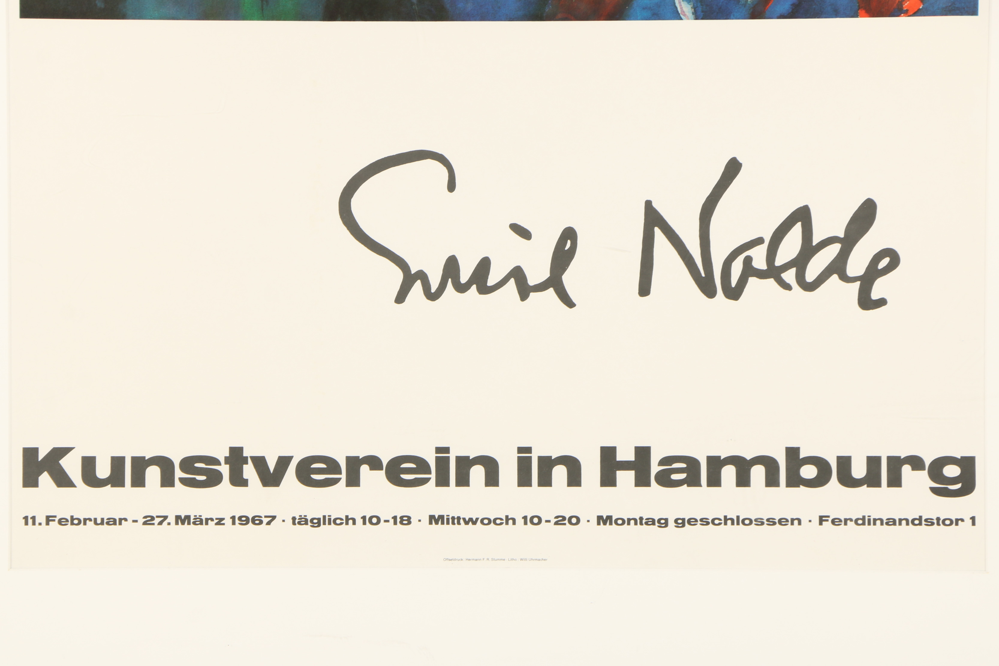 Offset Lithograph Exhibition Poster After Emil Nolde "White and Red Amaryllis"