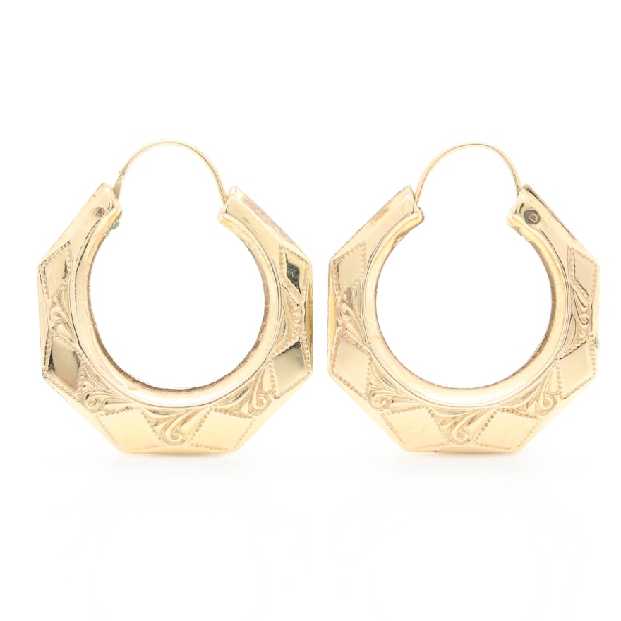 14K Yellow Gold Hoop Earrings