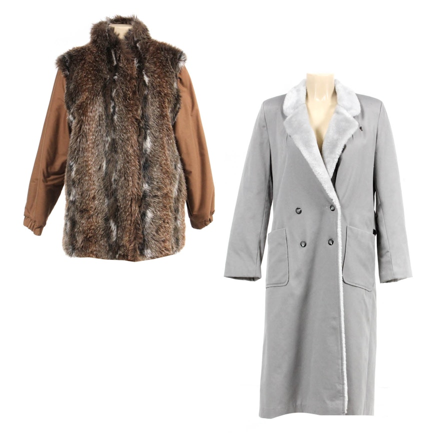 Pair of Faux Fur and Faux Shearling Coats