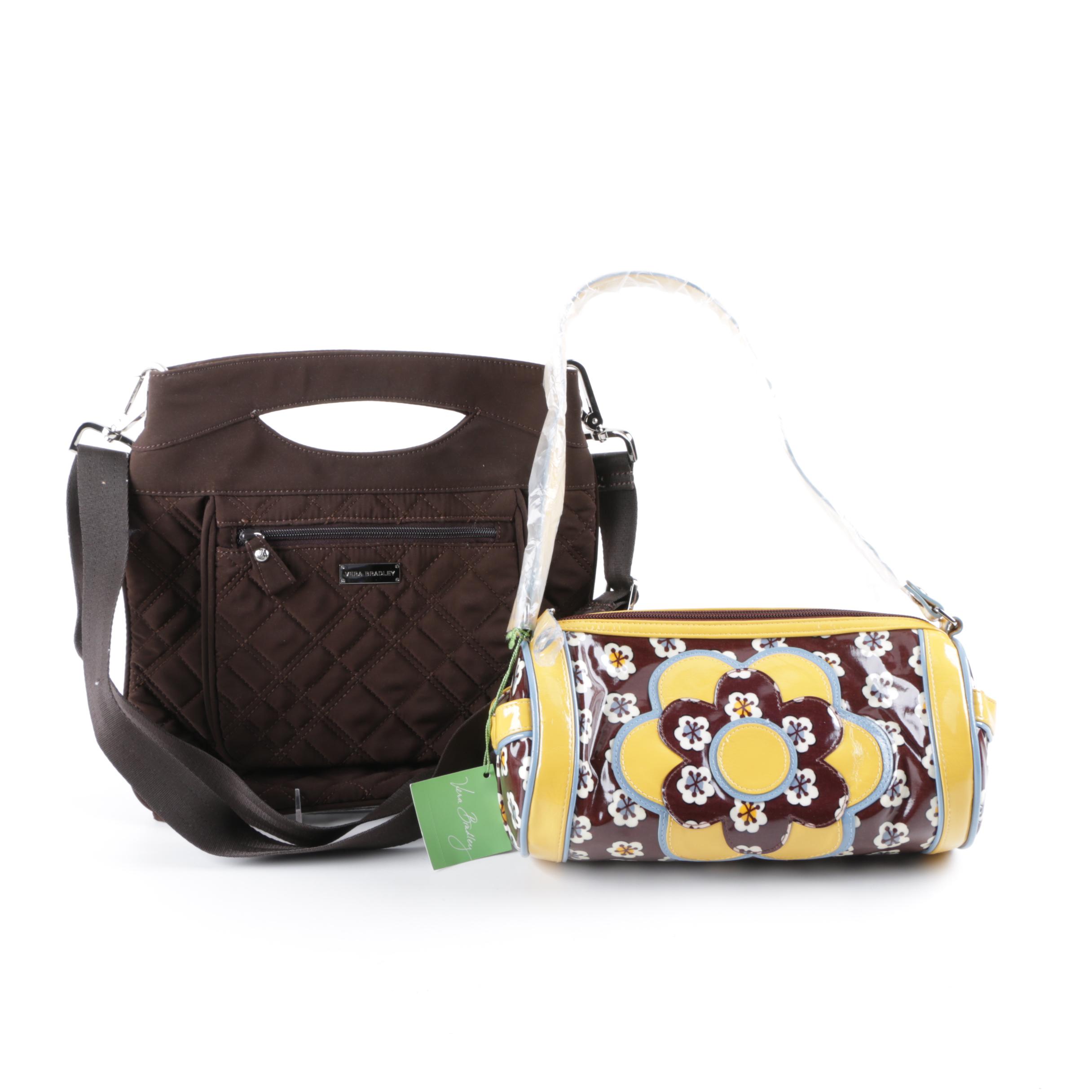 Vera Bradley Floral Tootsie Barrel Bag and Brown Messenger Bag