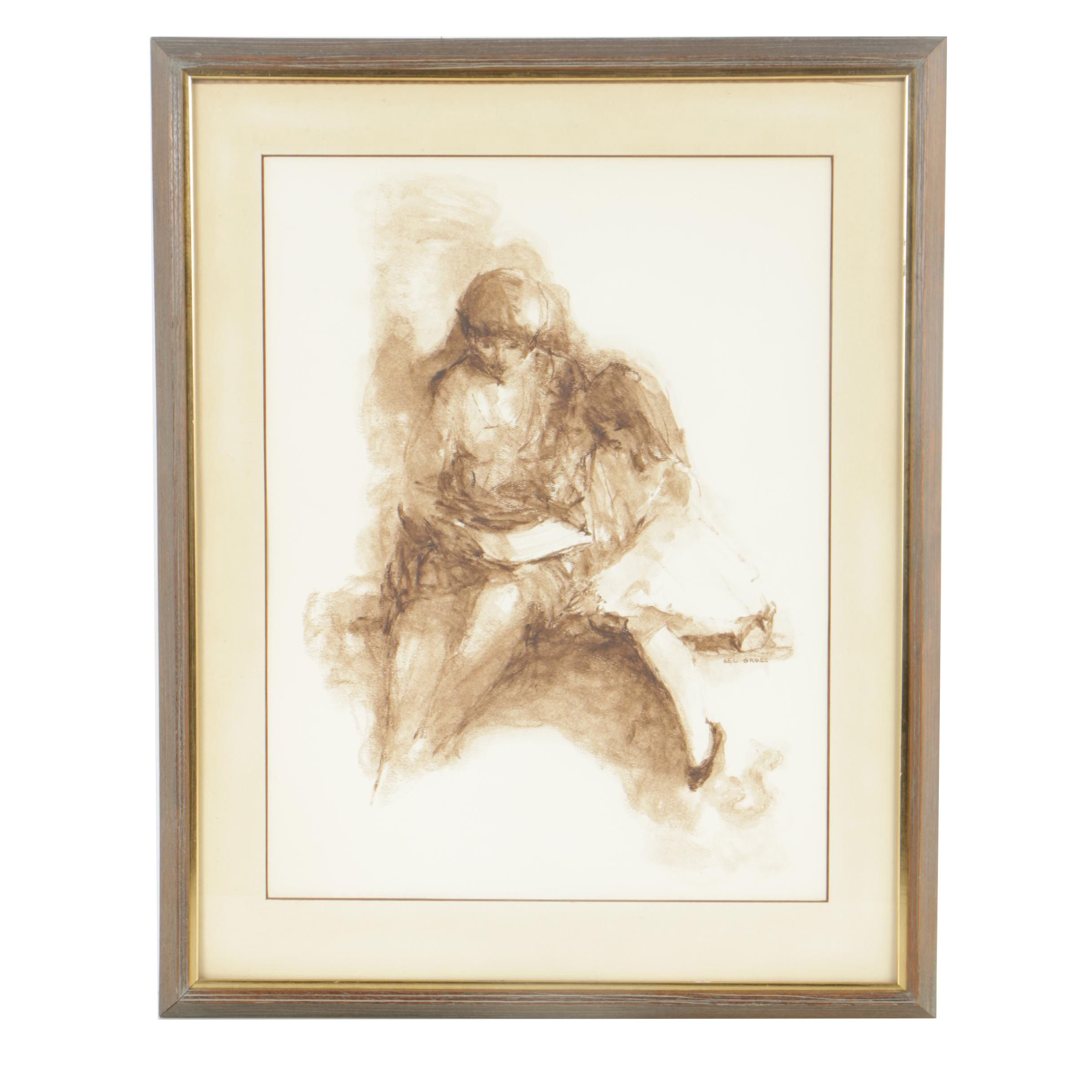 Sel Gross Ink Wash Drawing