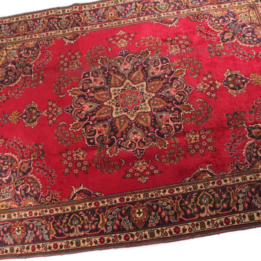 Vintage Hand-Knotted Persian Tabatabe Tabriz Rug