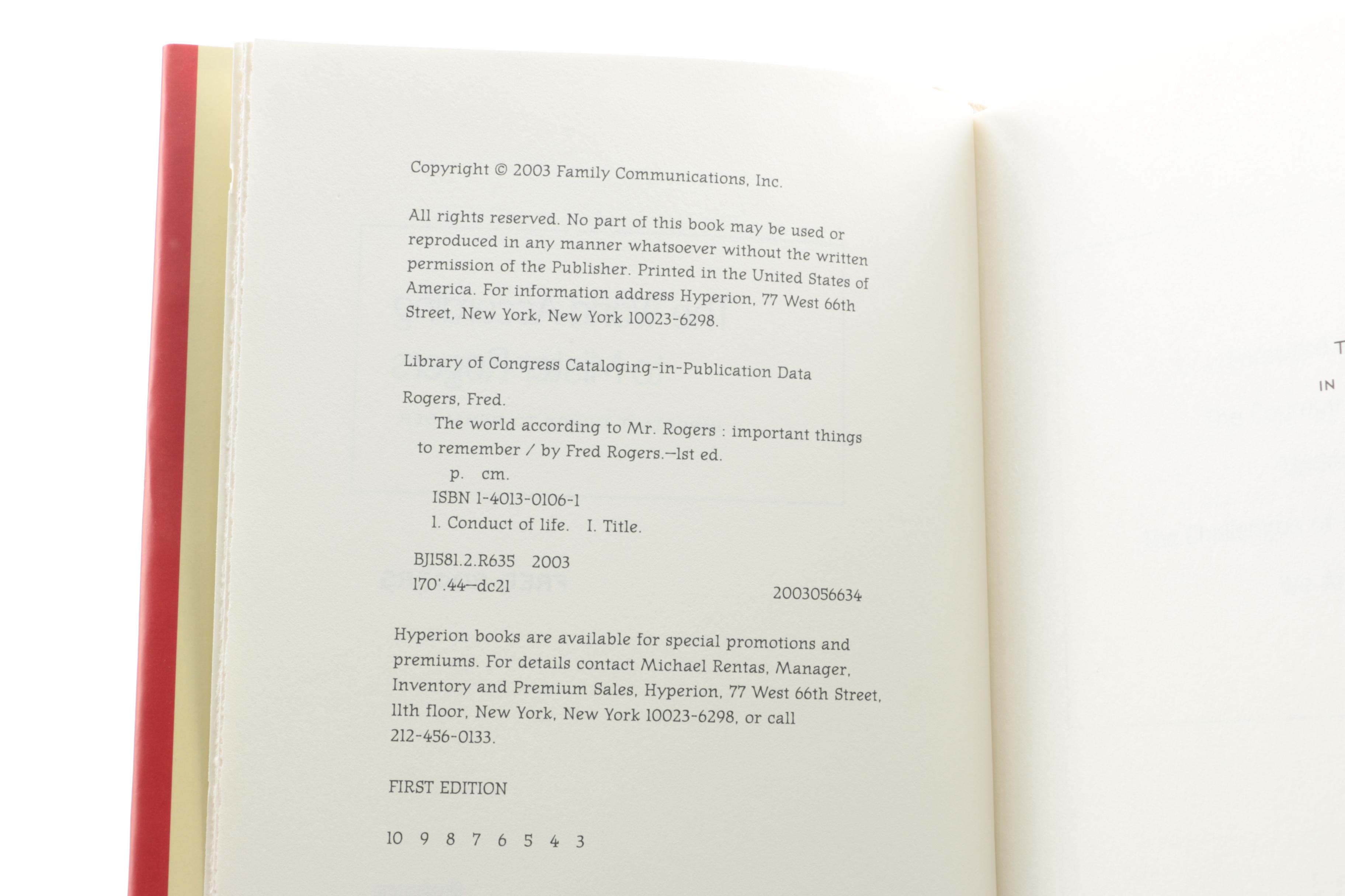 First Edition "The World According to Mister Rogers" and Other Children's Books