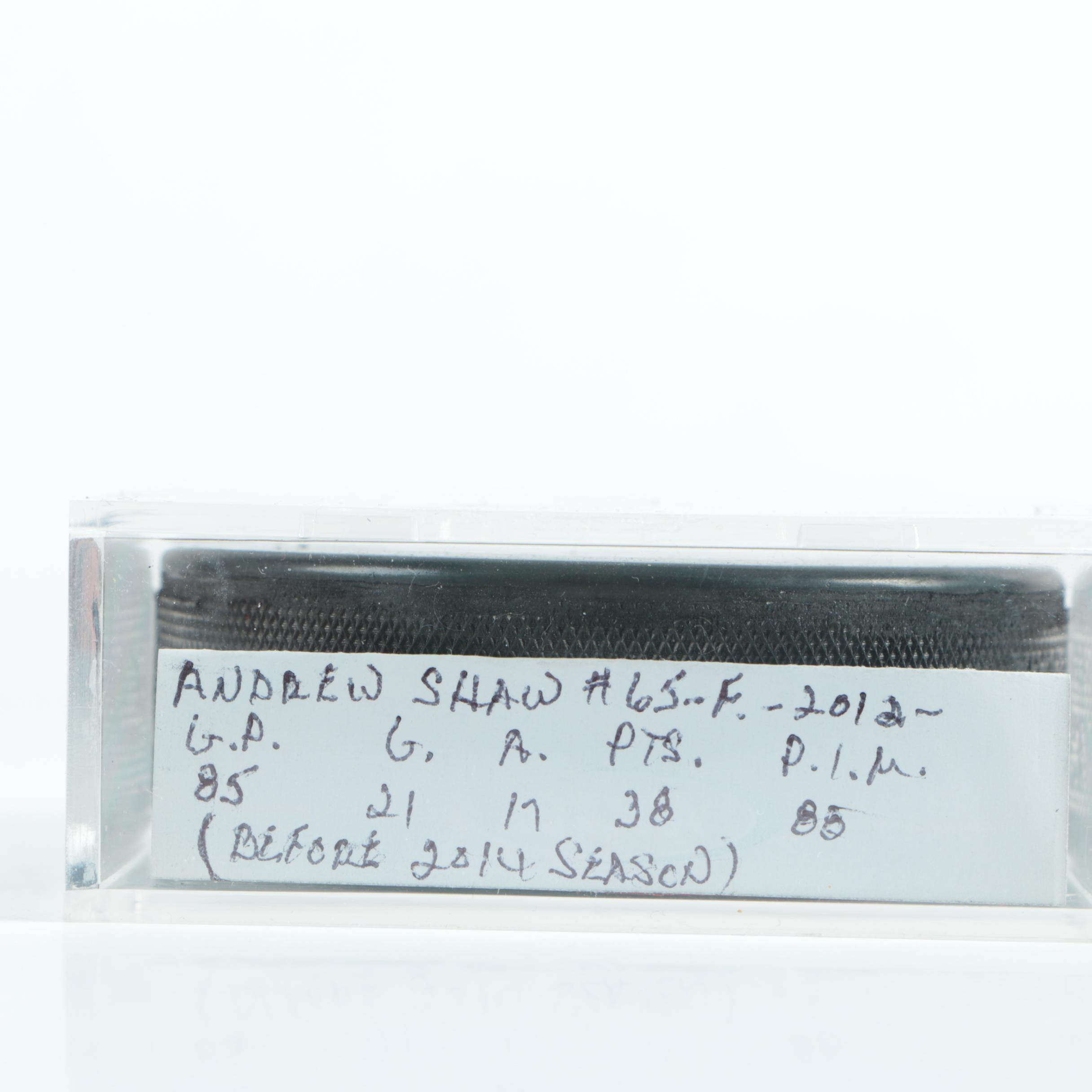 Autographed Andrew Shaw Chicago Blackhawks Pucks with Blackhawks Hat