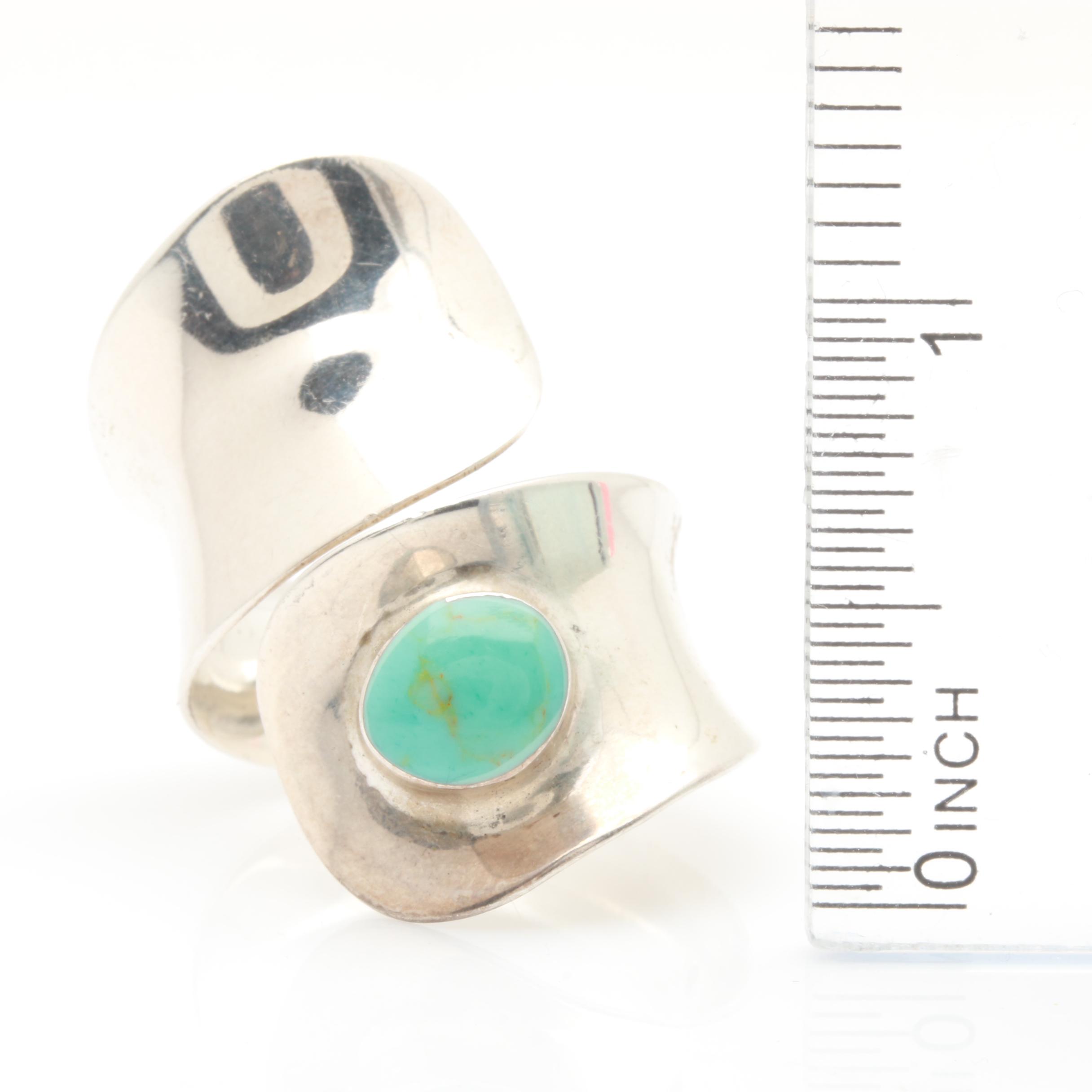 Sterling Silver Imitation Turquoise Bracelet, Ring, and Earring Selection