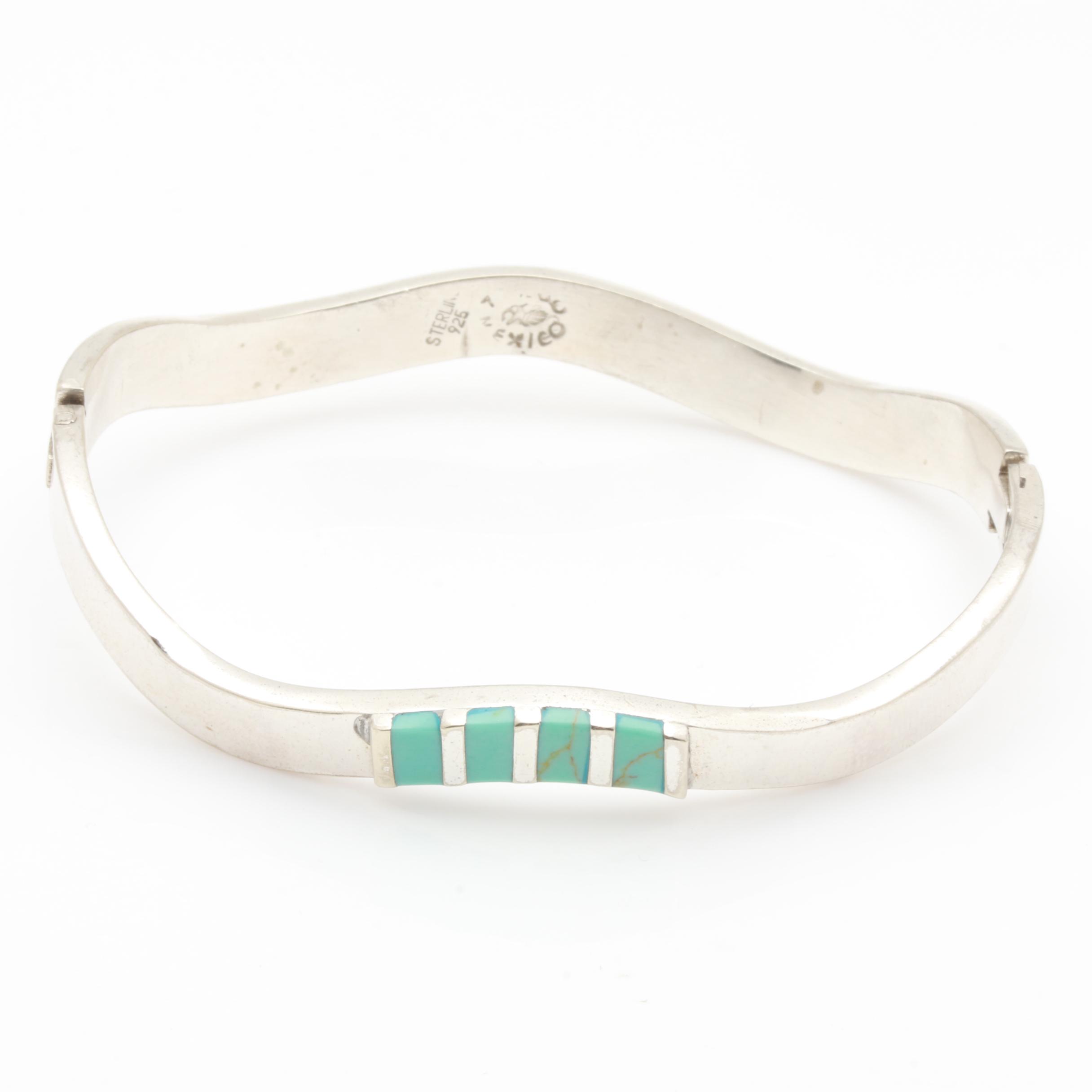 Sterling Silver Imitation Turquoise Bracelet, Ring, and Earring Selection