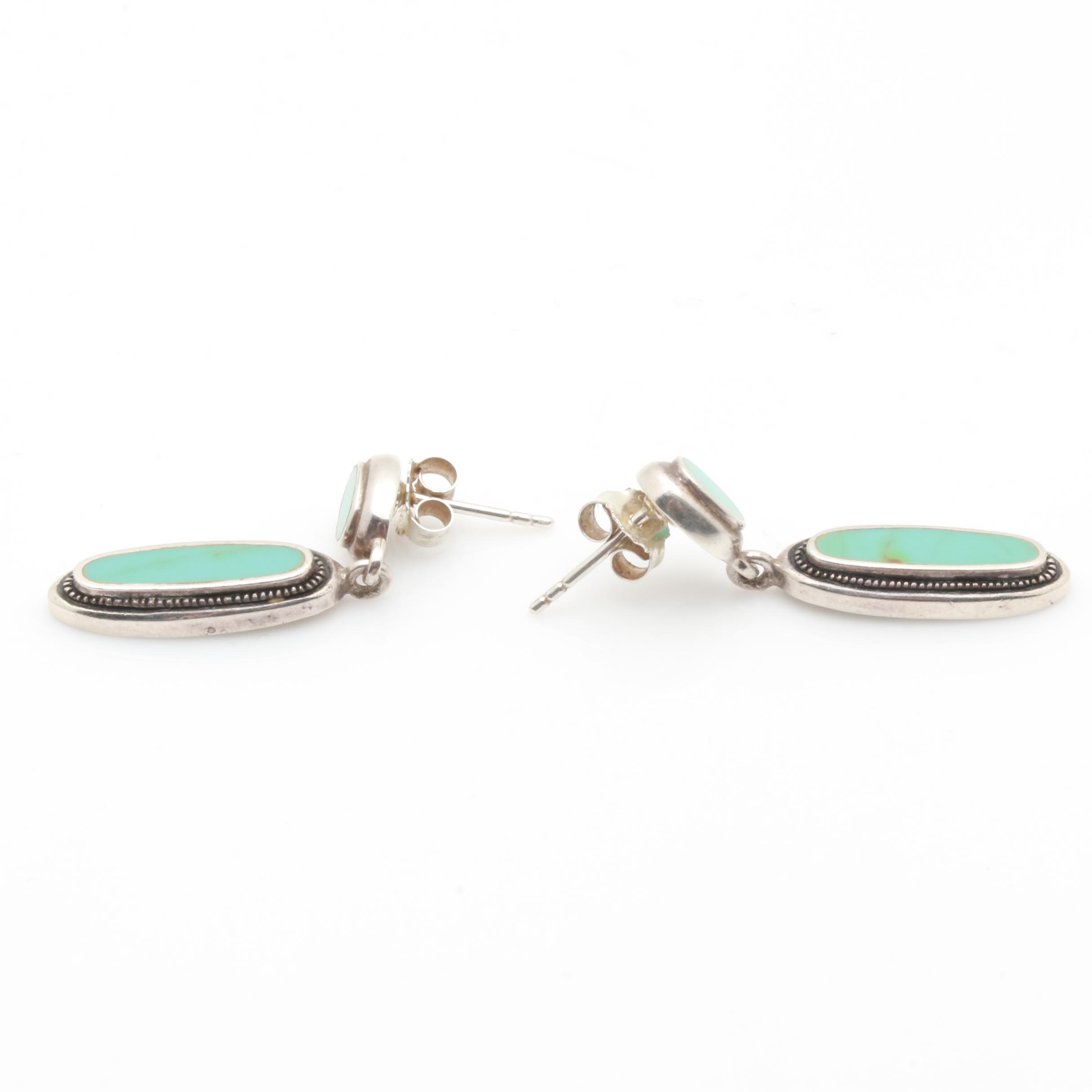 Sterling Silver Imitation Turquoise Bracelet, Ring, and Earring Selection