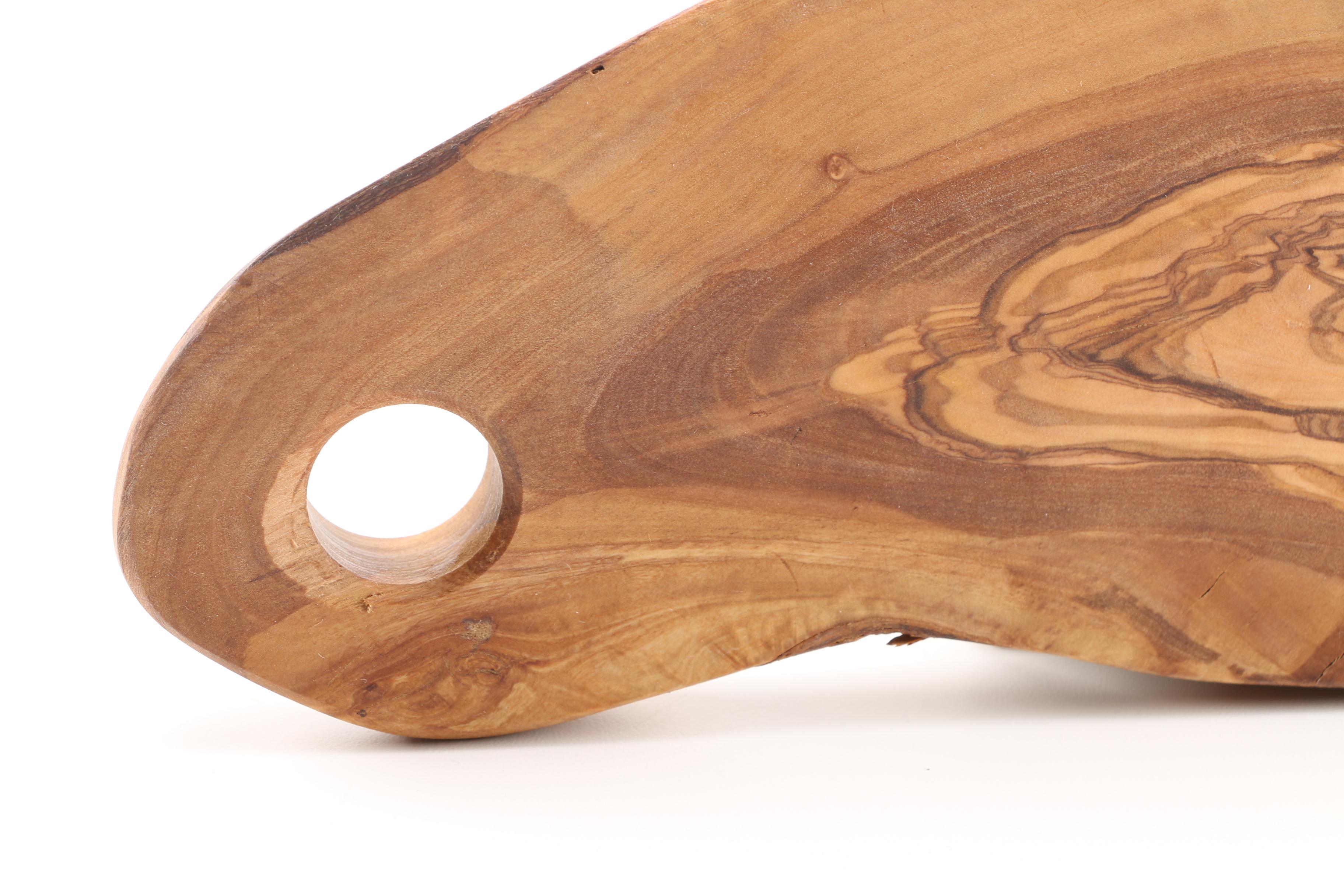 Italian Arte Legno Natural Wood Cheese Board and Copper Leaf Canape Knives