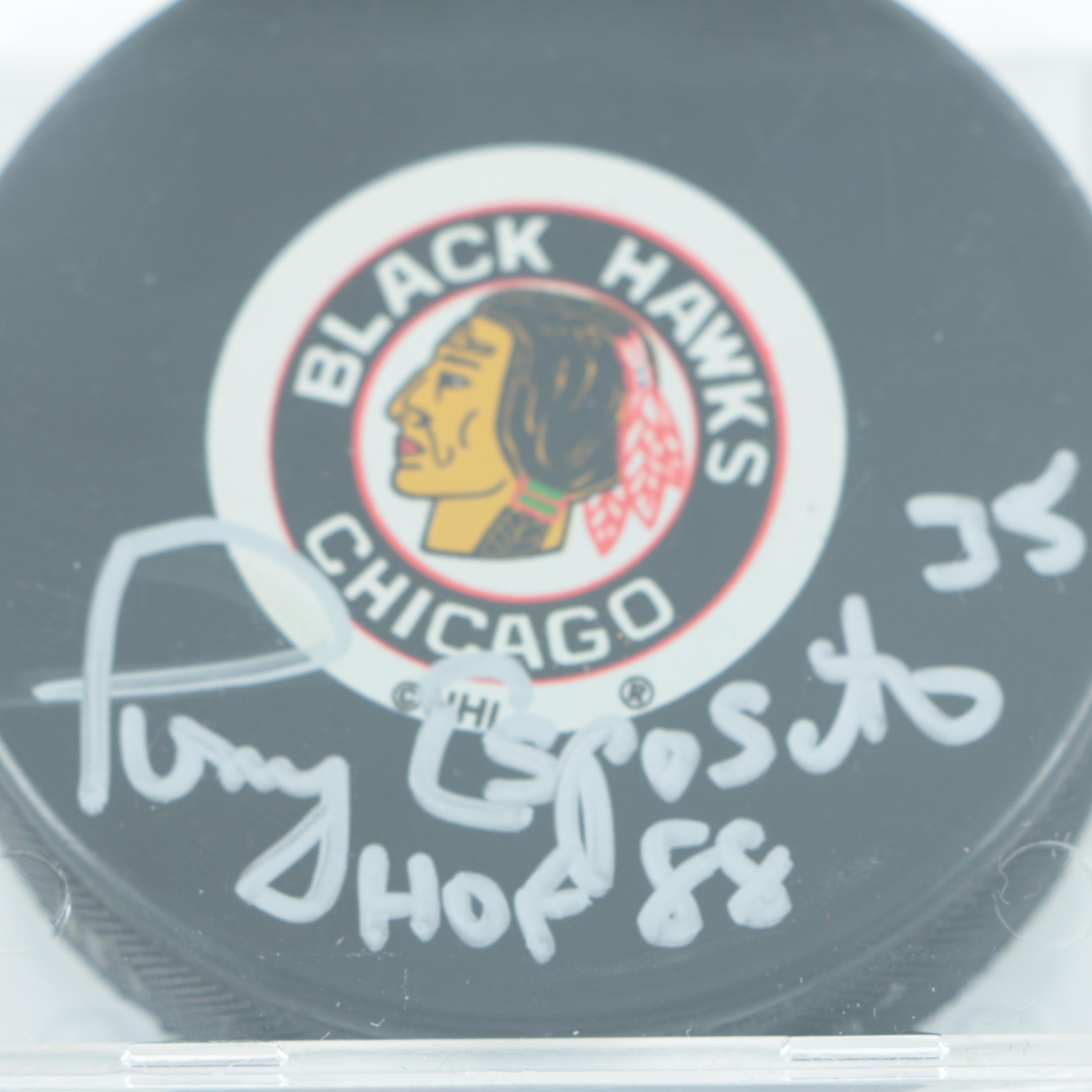 Autographed Tony Esposito Chicago Blackhawks Hockey Puck