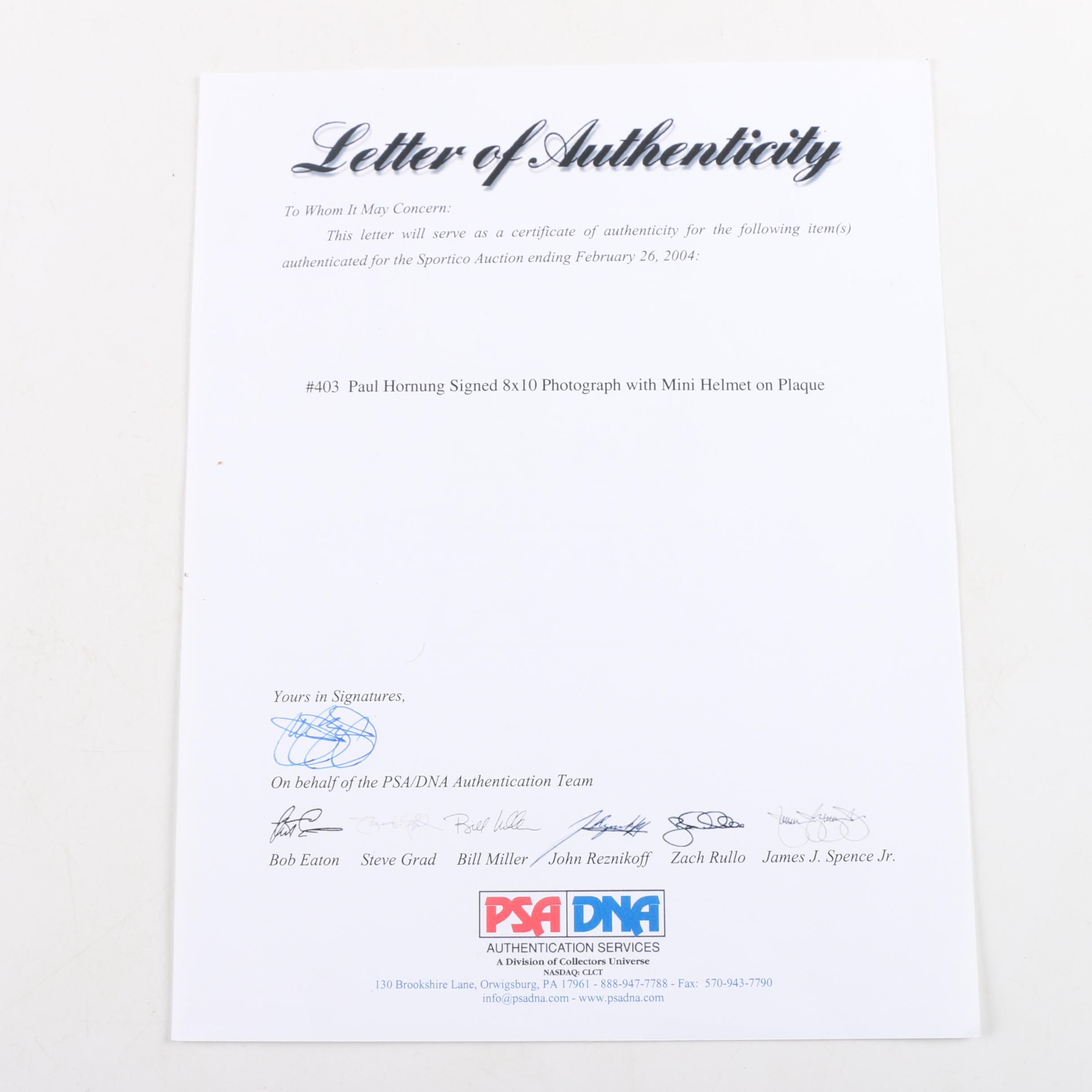 Paul Hornung and Ray Nitschke Autographed Green Bay Packers Memorabilia