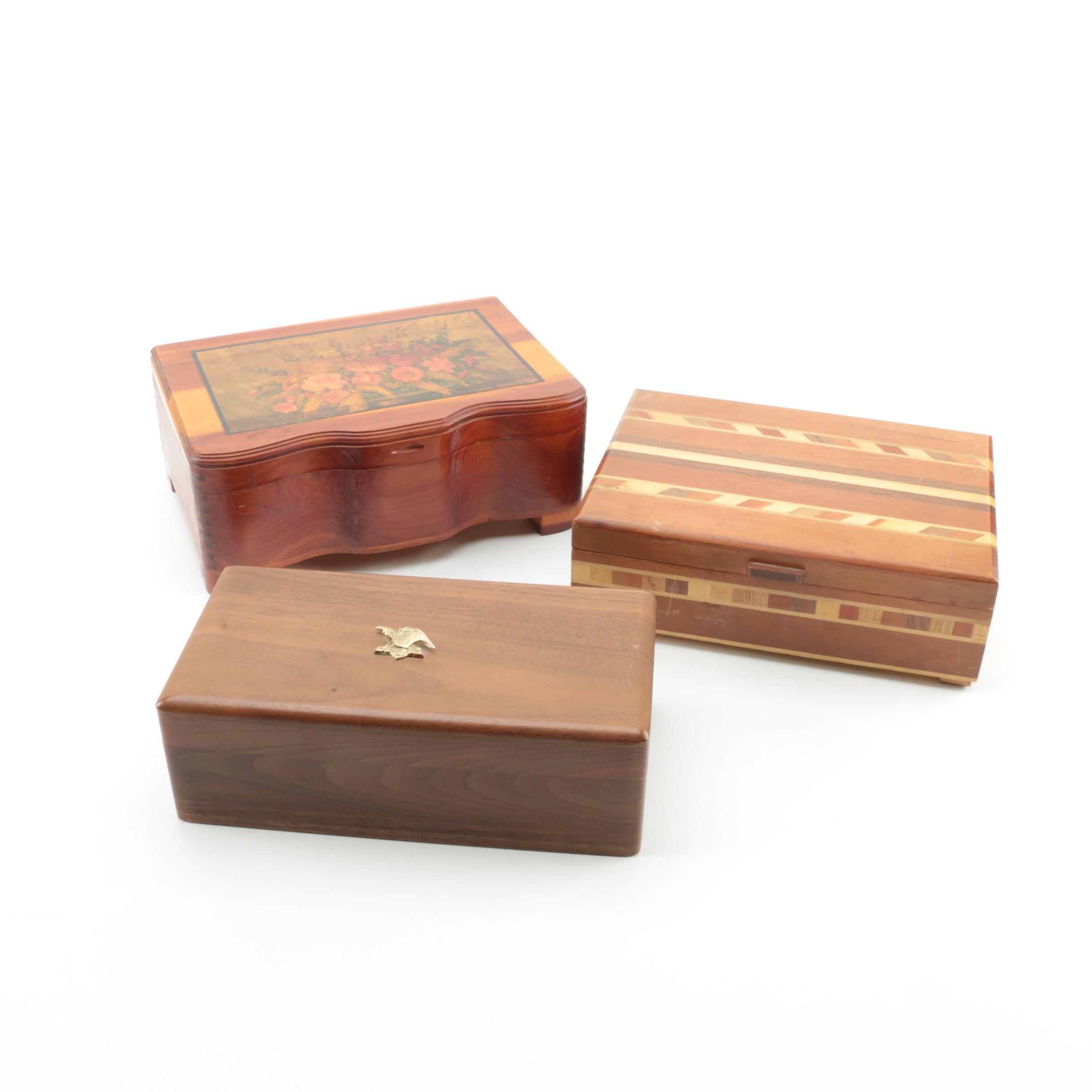 Vintage Inlaid Barton's Bonbonniere Candy Box with Wooden Boxes