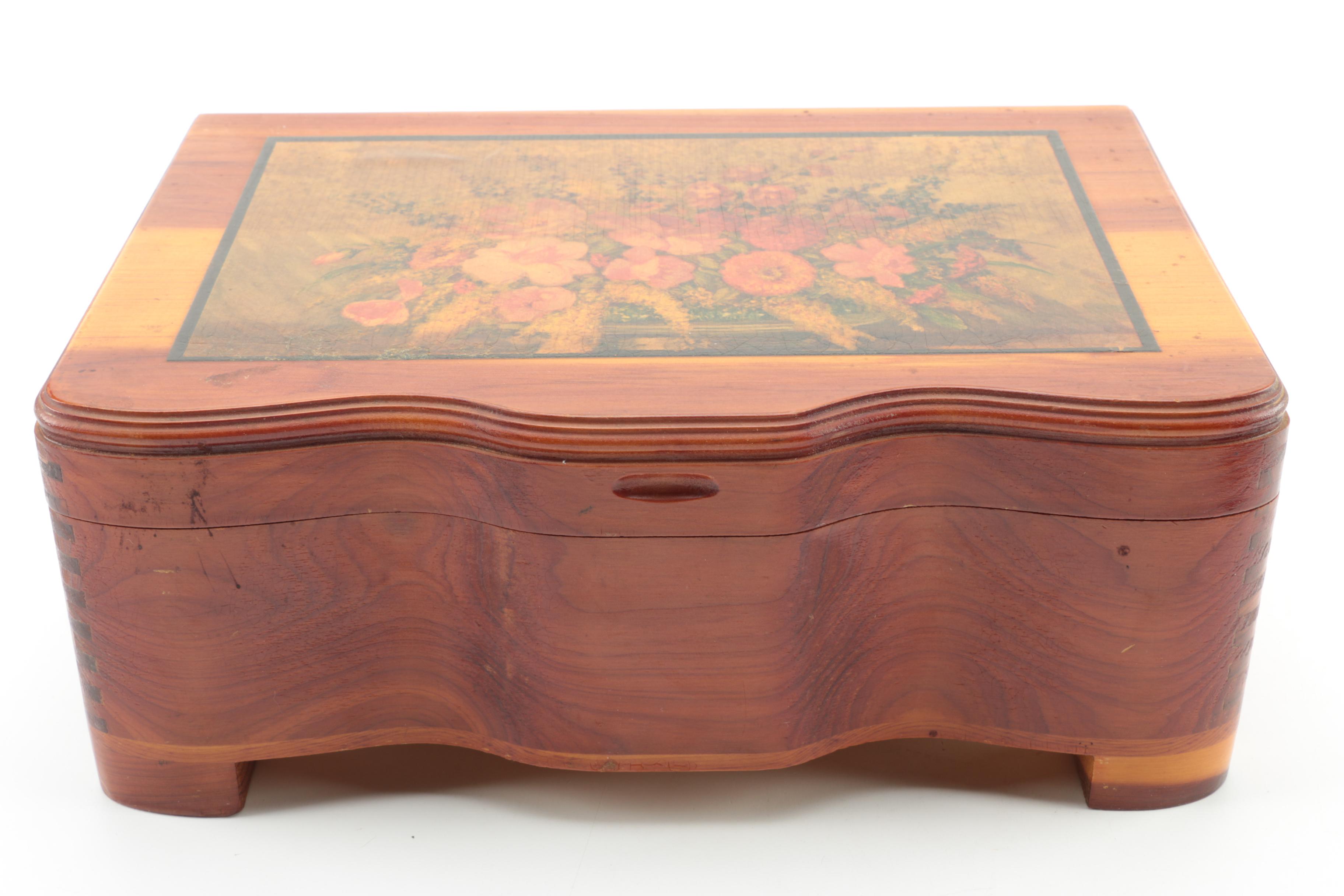 Vintage Inlaid Barton's Bonbonniere Candy Box with Wooden Boxes