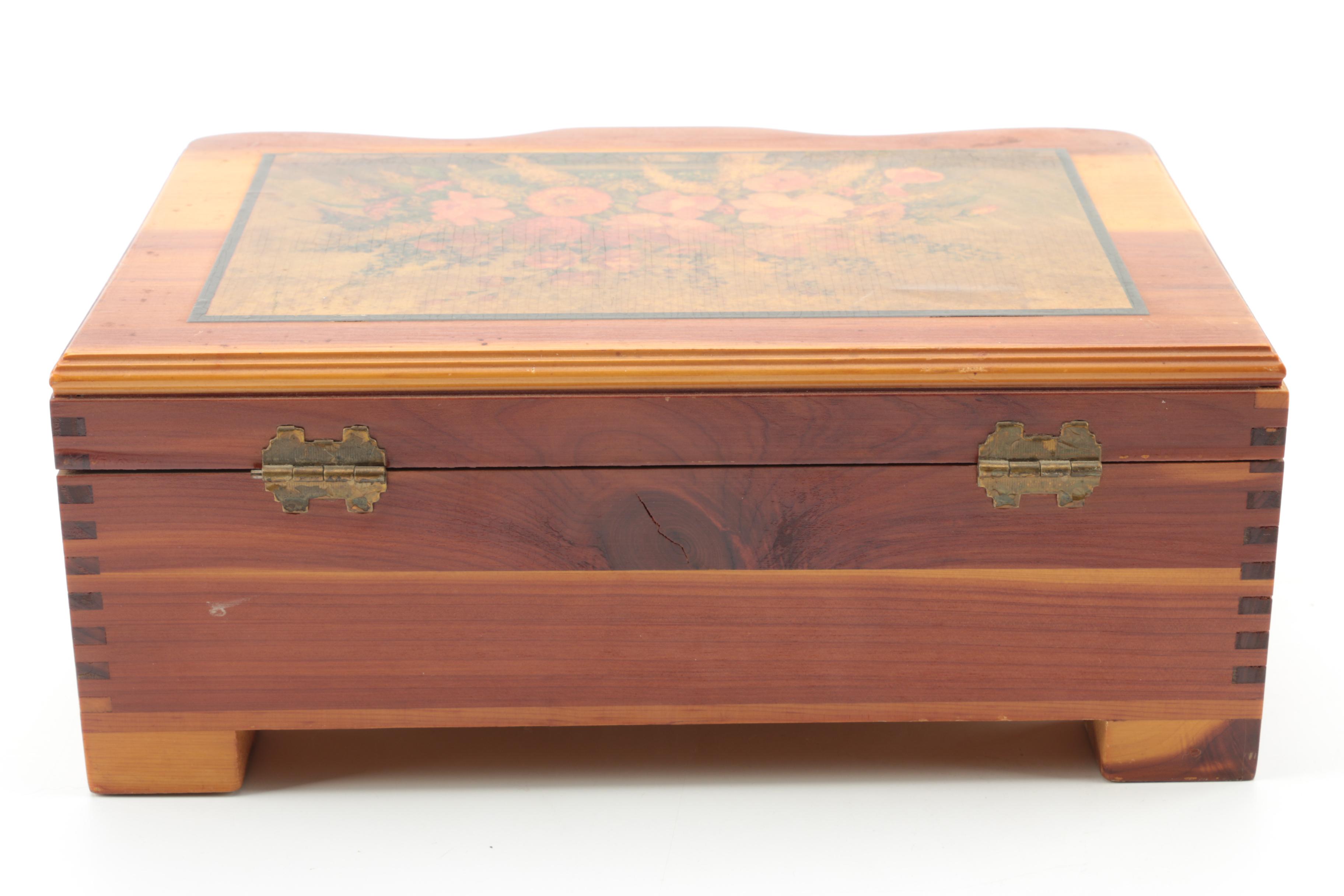 Vintage Inlaid Barton's Bonbonniere Candy Box with Wooden Boxes