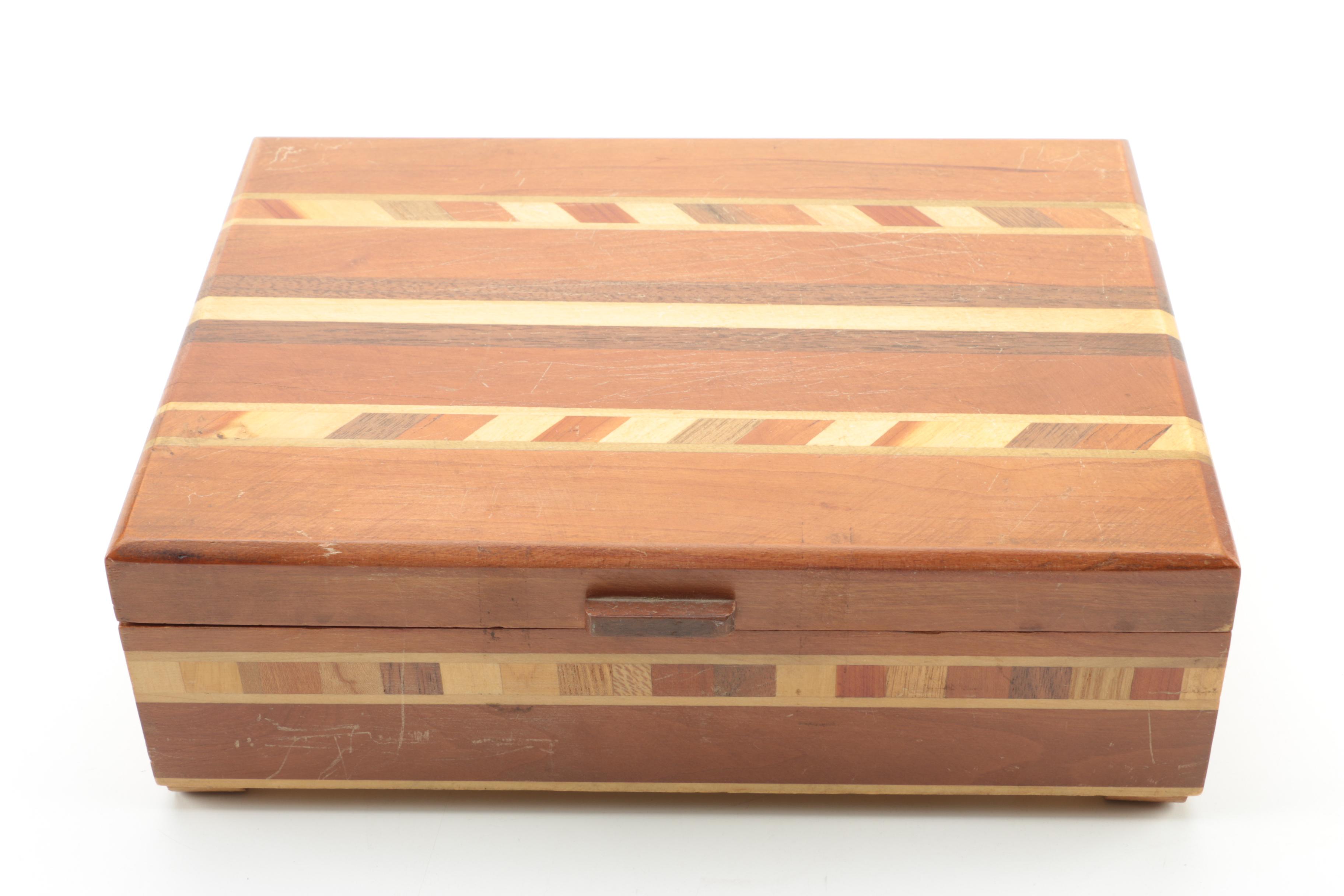 Vintage Inlaid Barton's Bonbonniere Candy Box with Wooden Boxes