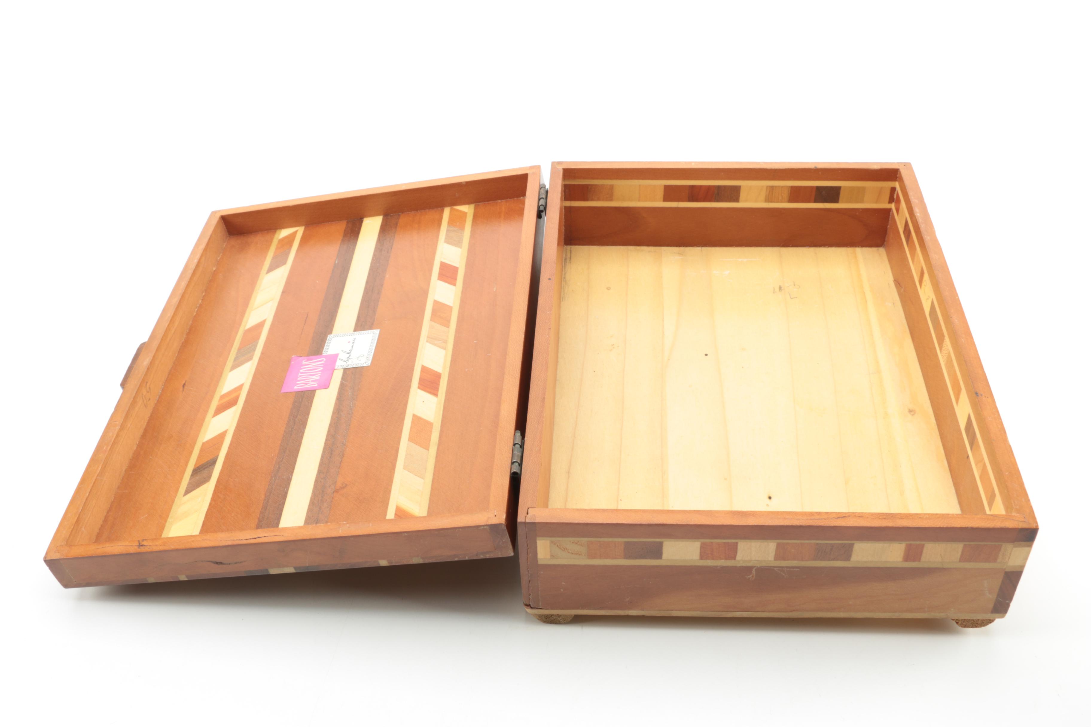 Vintage Inlaid Barton's Bonbonniere Candy Box with Wooden Boxes