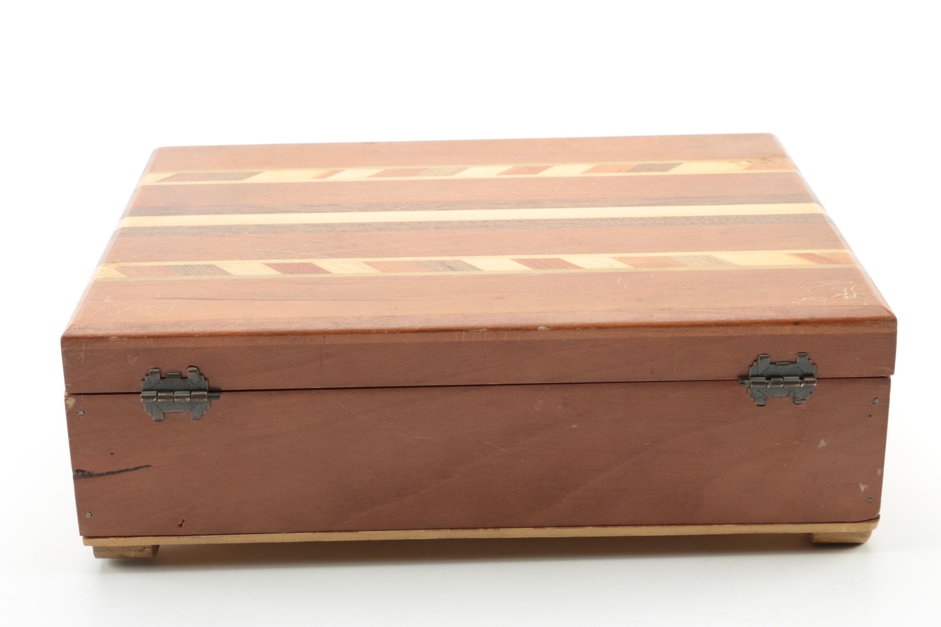 Vintage Inlaid Barton's Bonbonniere Candy Box with Wooden Boxes