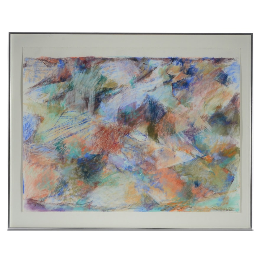 Anne Scheid Mango Original Abstract Pastel Drawing on Paper