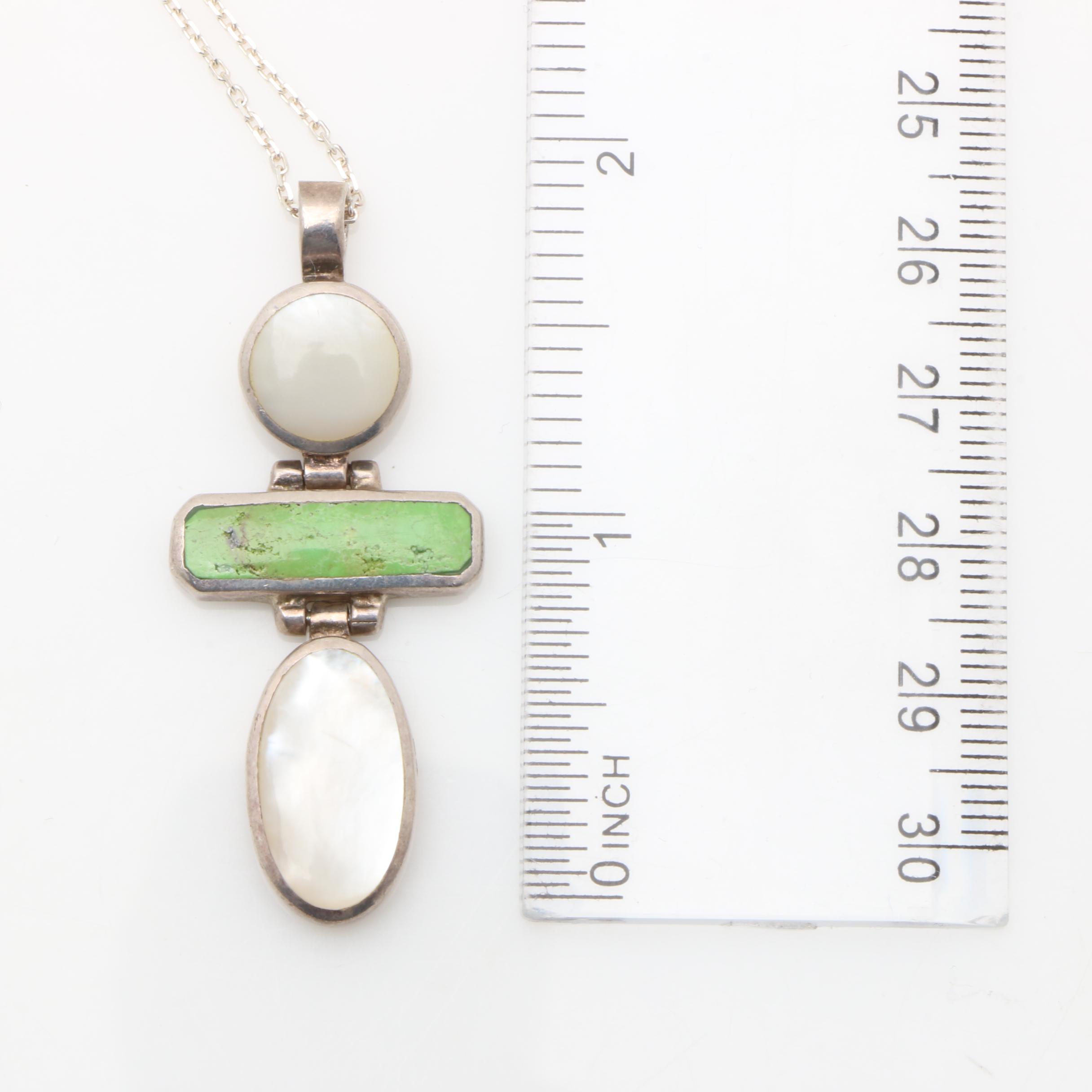 Sterling Silver Bracelets and Necklace Including Gaspeite and Clarence Bailon