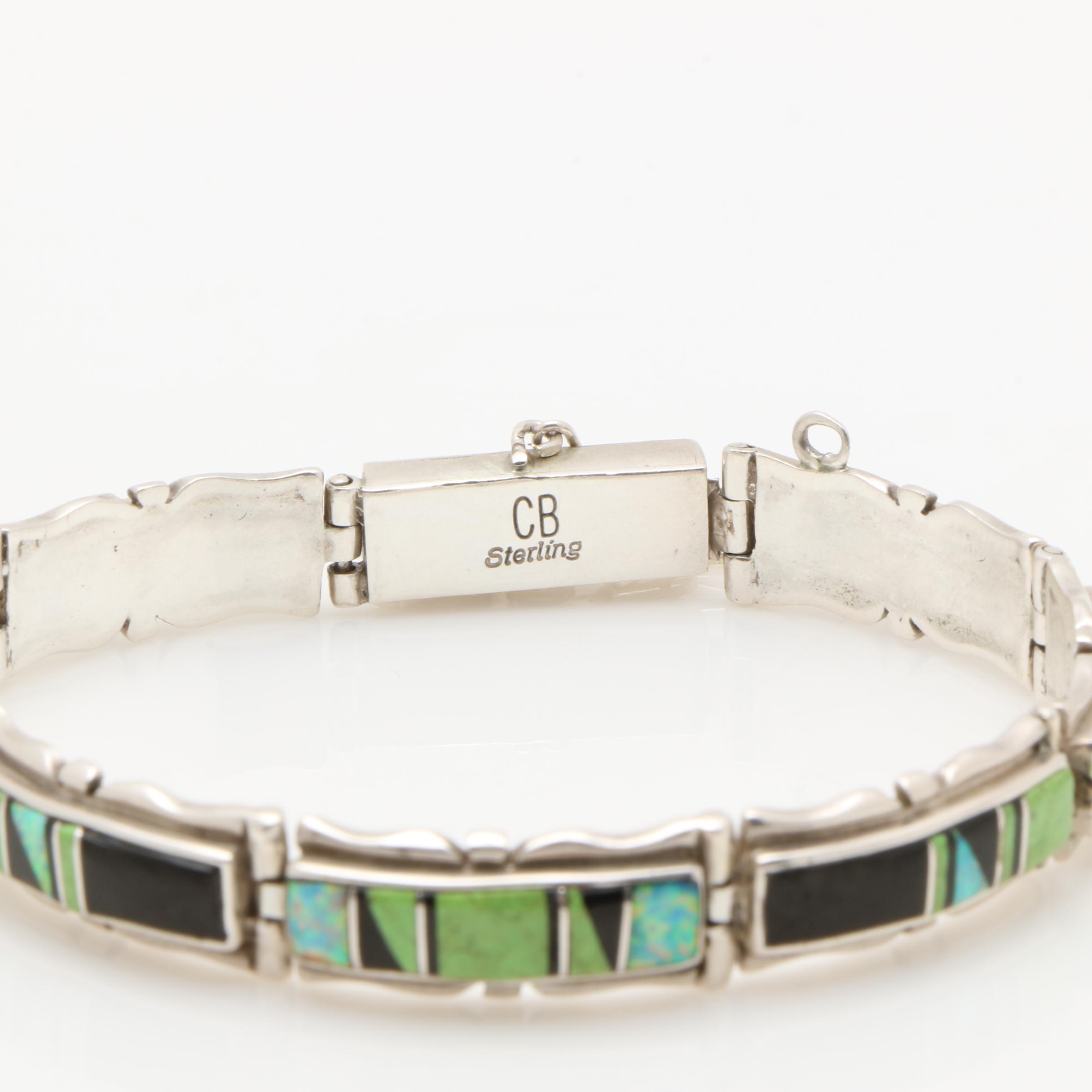 Sterling Silver Bracelets and Necklace Including Gaspeite and Clarence Bailon