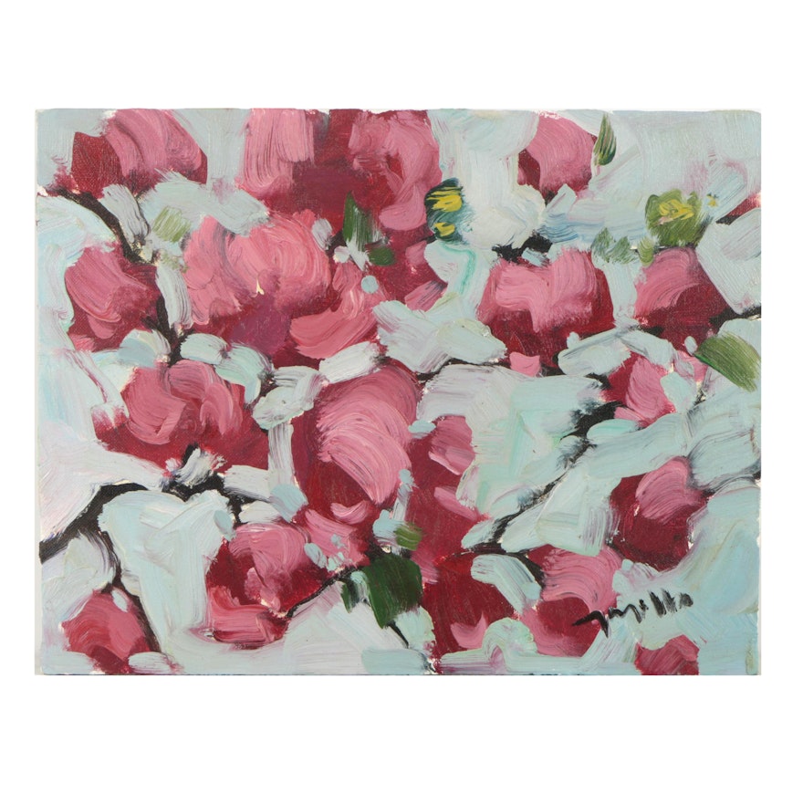 Jose Trujillo Oil Painting "Bougainvillea"