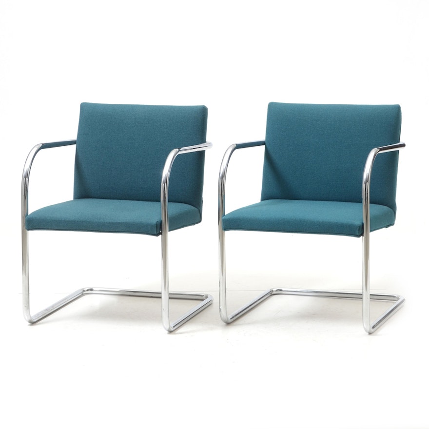 Mid Century Modern Mies Van der Rohe Style Cantilevered Chairs by Thonet