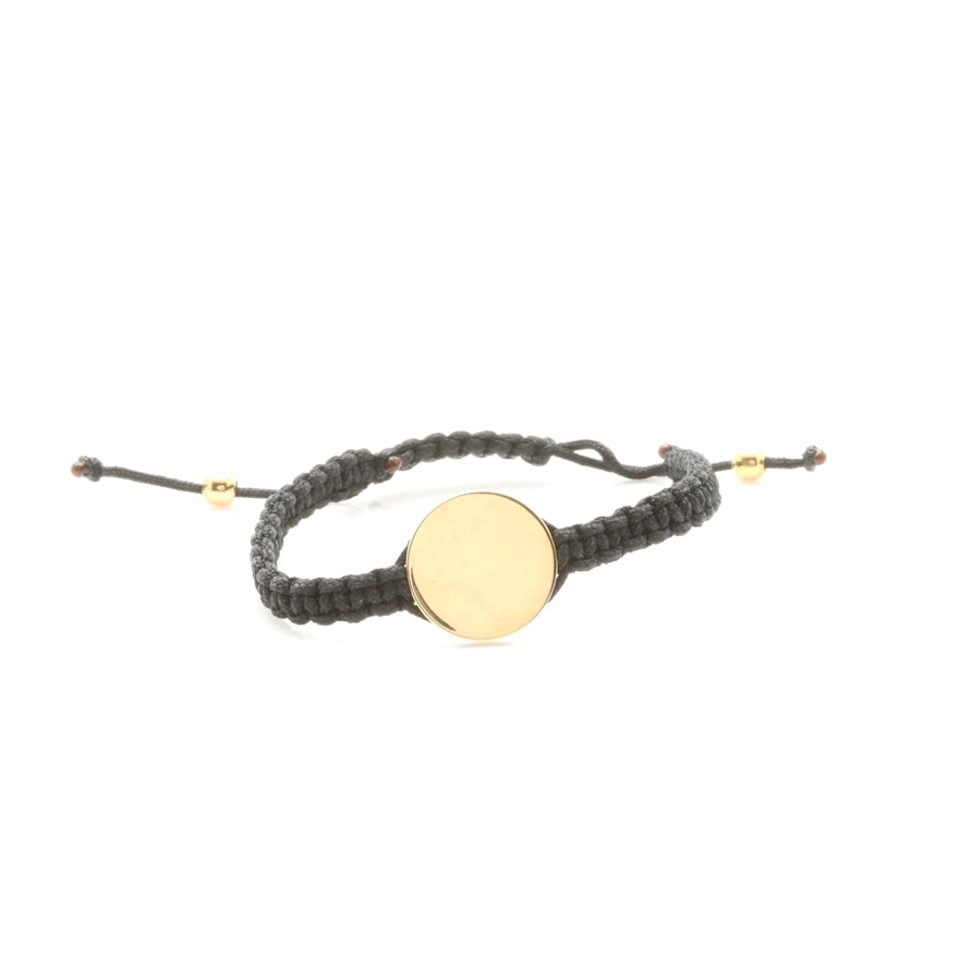 14K Yellow Gold Adjustable Macrame Bracelet