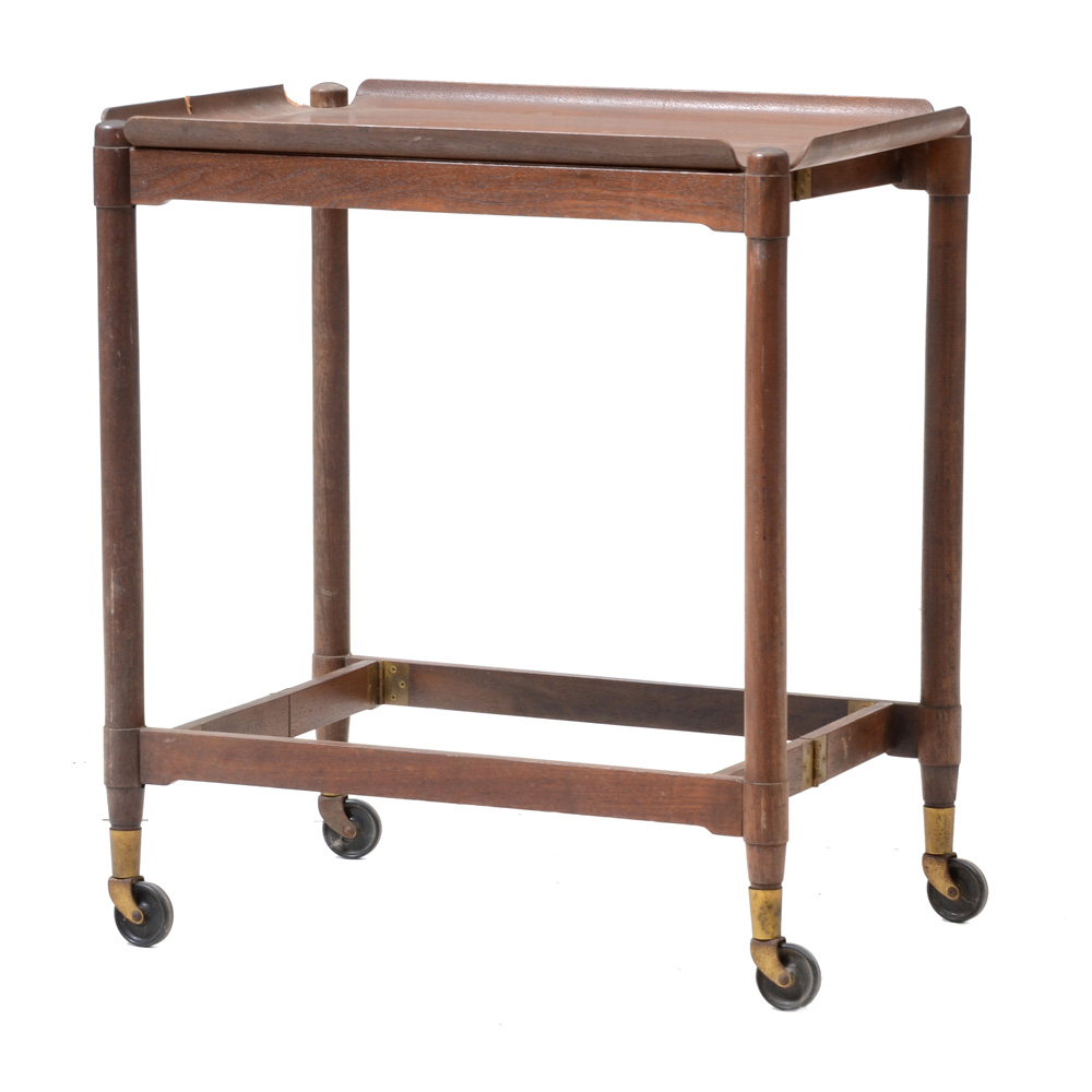 Vintage Collapsible Teak Tea Cart