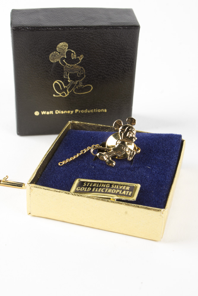 Sterling Silver Gold Wash Disney Mickey Mouse Tie Pins