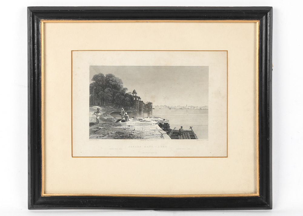 19th Century Engravings "Seven-Storied Palace, Bejapore" and "Jahara Baug, Agra"