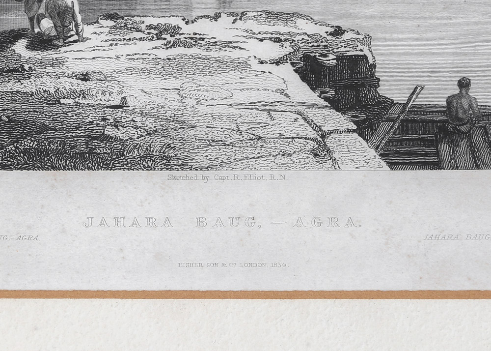 19th Century Engravings "Seven-Storied Palace, Bejapore" and "Jahara Baug, Agra"