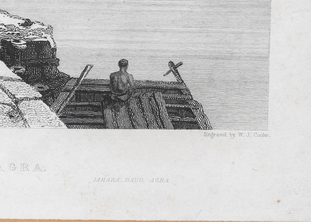 19th Century Engravings "Seven-Storied Palace, Bejapore" and "Jahara Baug, Agra"