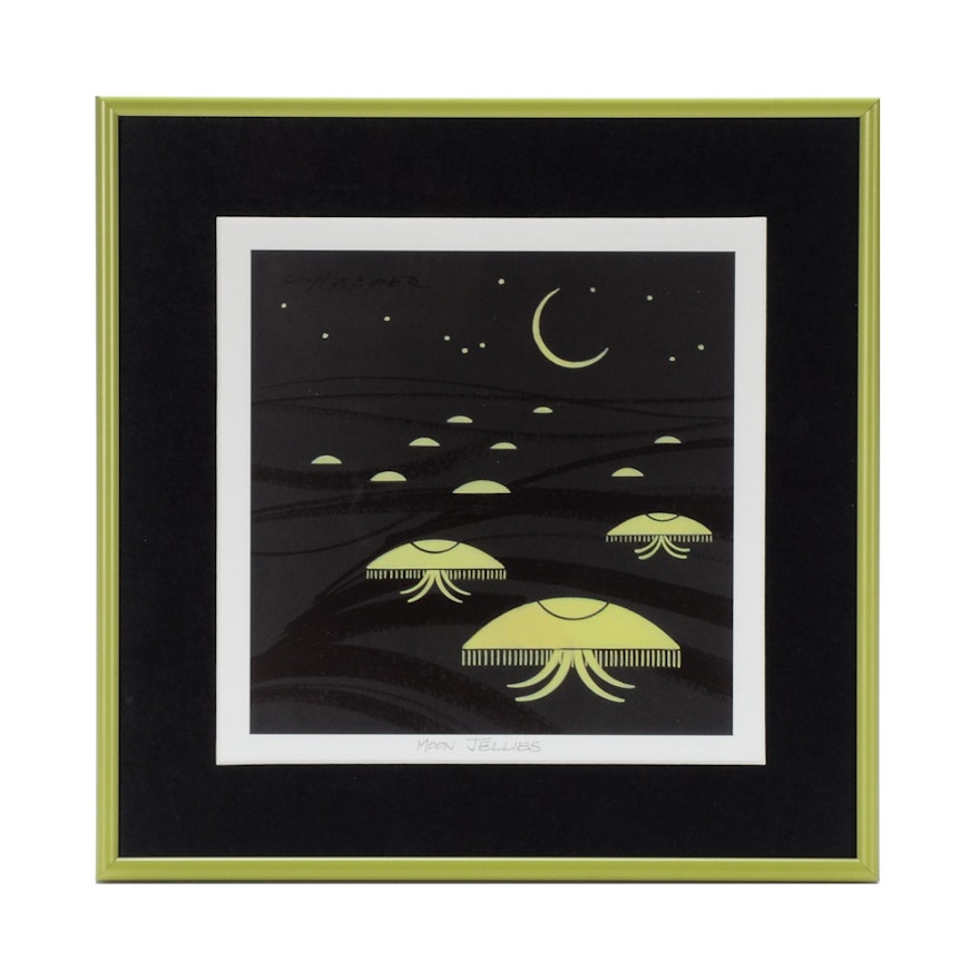 Charley Harper Offset Lithograph "Moon Jellies"