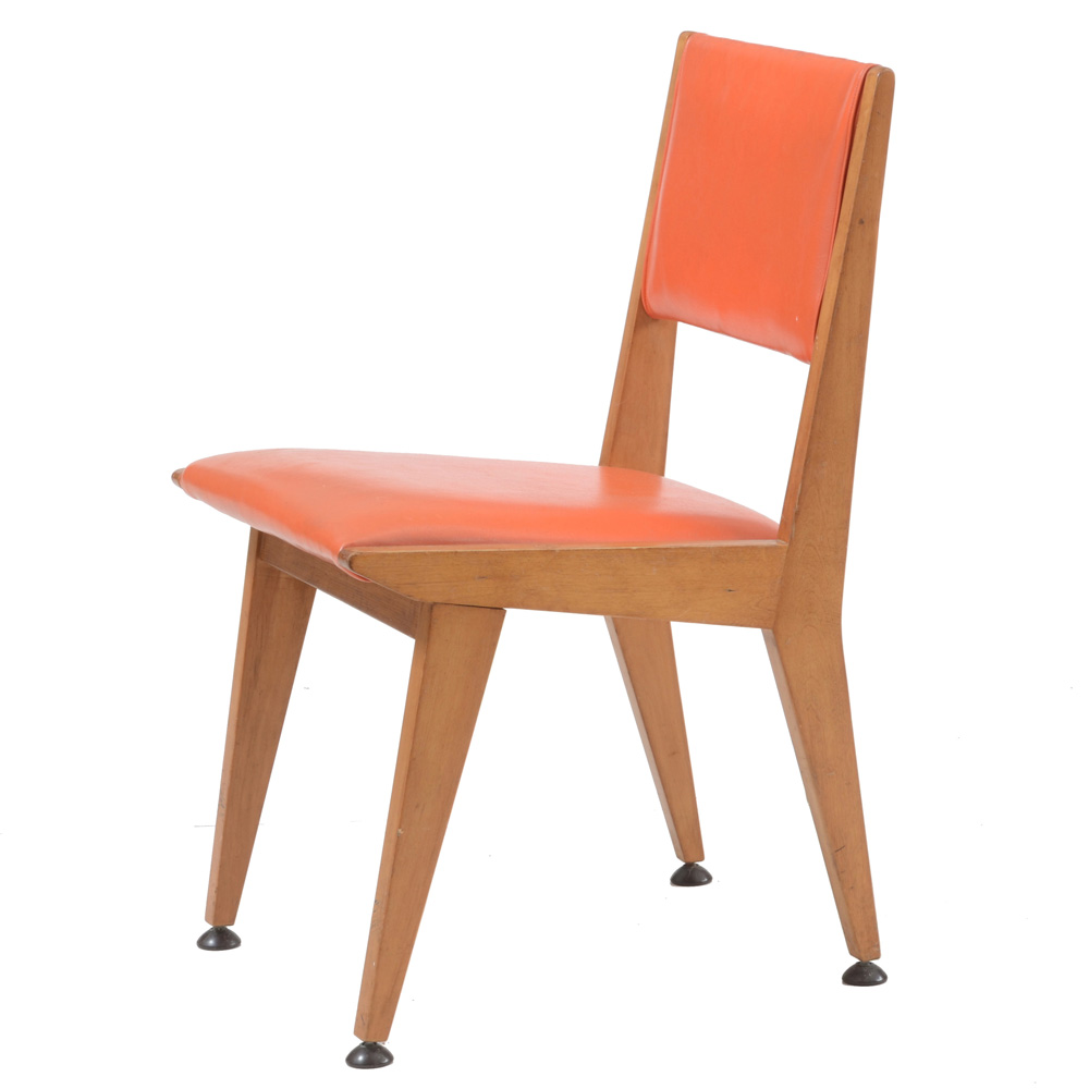 Orange Vinyl Upholstered Side Chair
