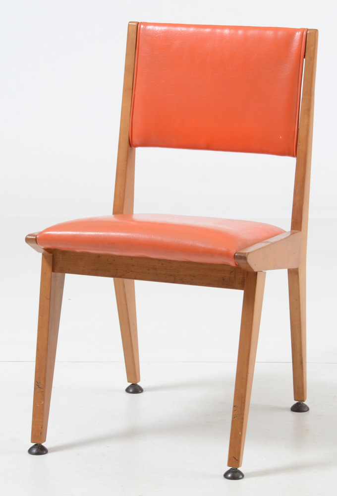 Orange Vinyl Upholstered Side Chair
