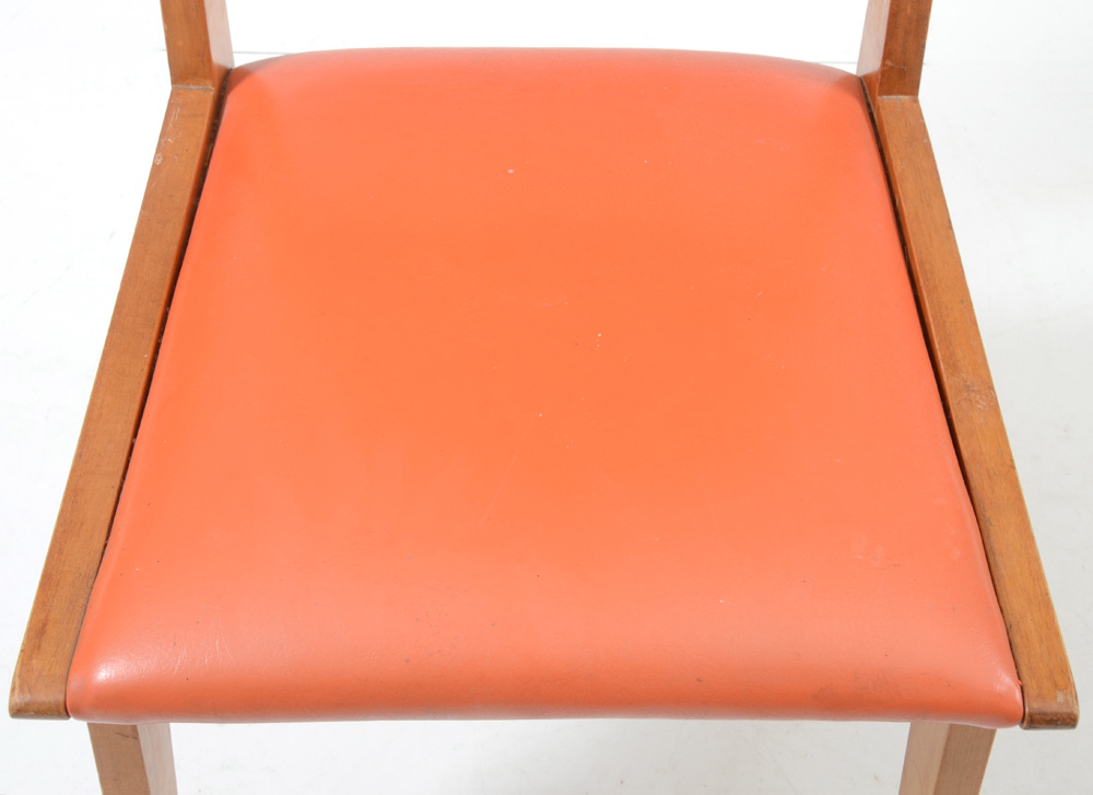 Orange Vinyl Upholstered Side Chair