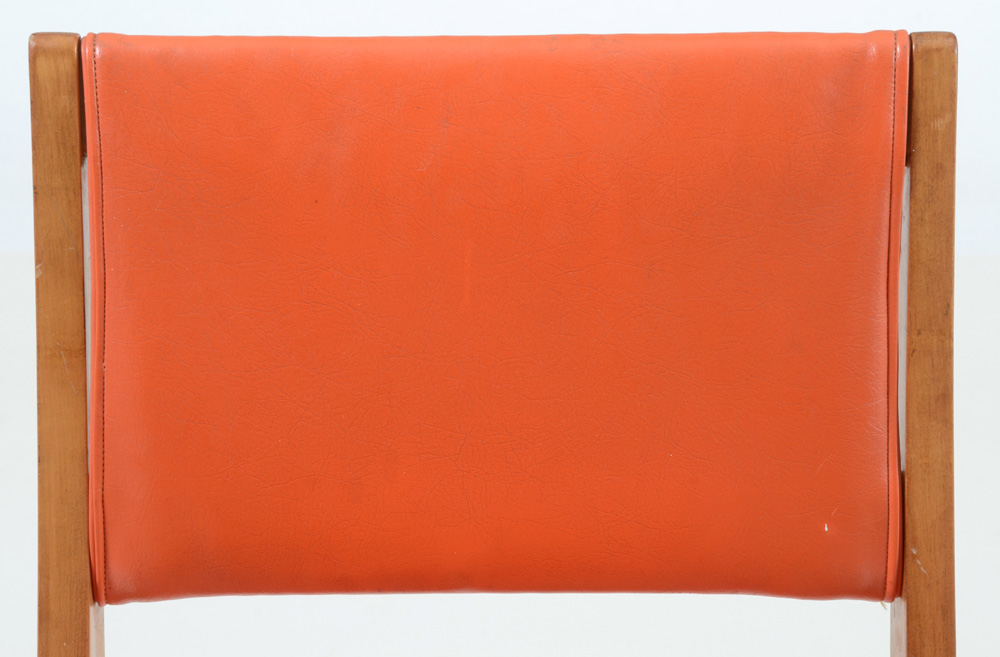 Orange Vinyl Upholstered Side Chair