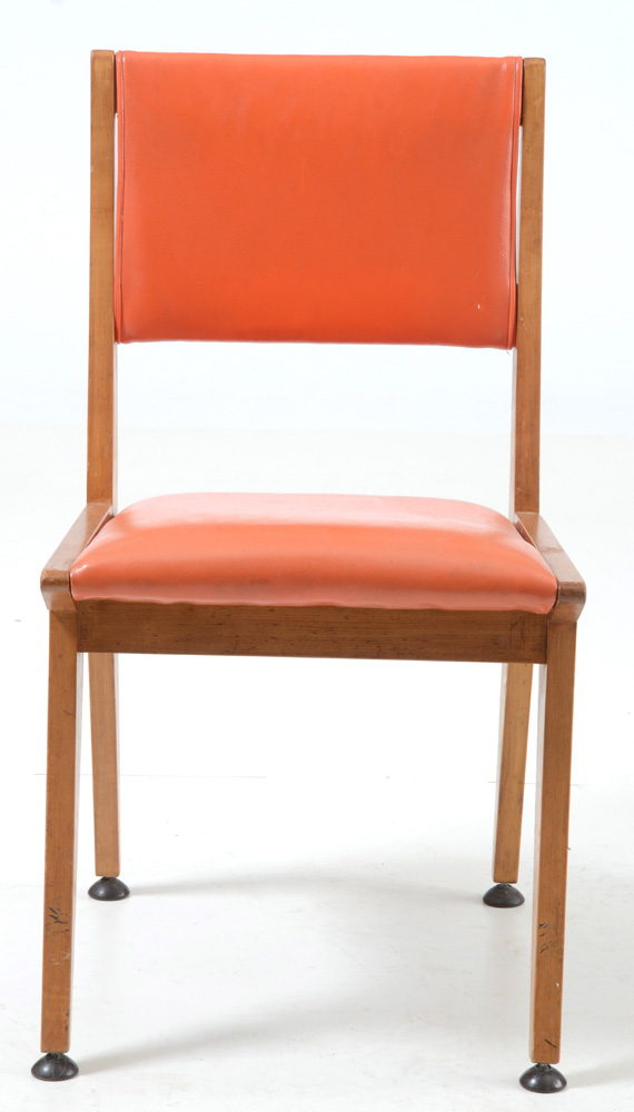 Orange Vinyl Upholstered Side Chair