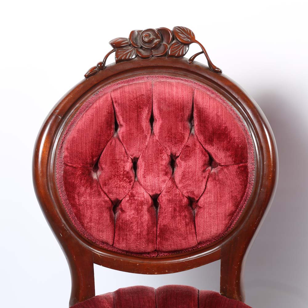 Pair of Victorian Style Upholstered Accent Chairs