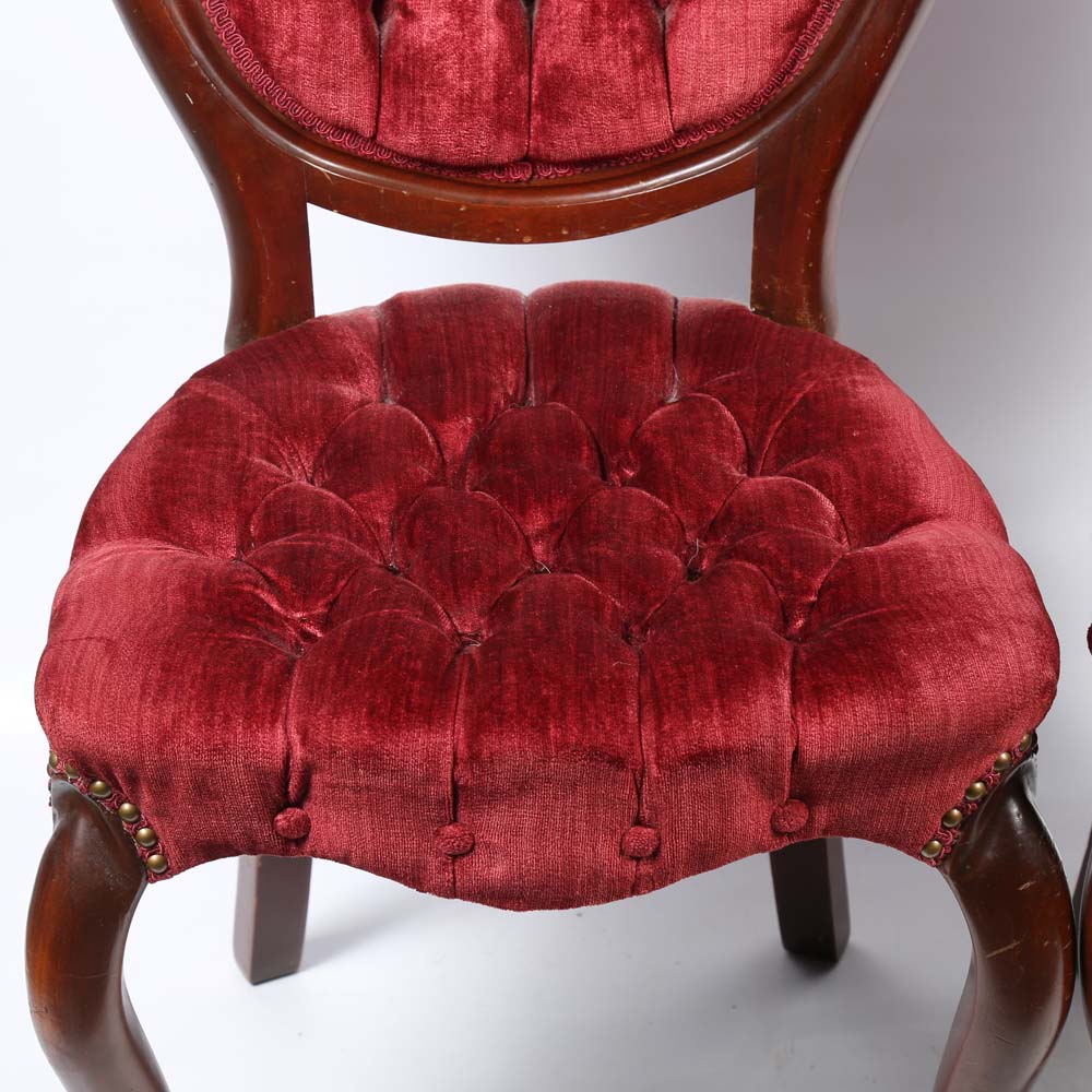 Pair of Victorian Style Upholstered Accent Chairs