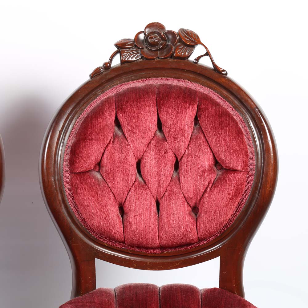 Pair of Victorian Style Upholstered Accent Chairs